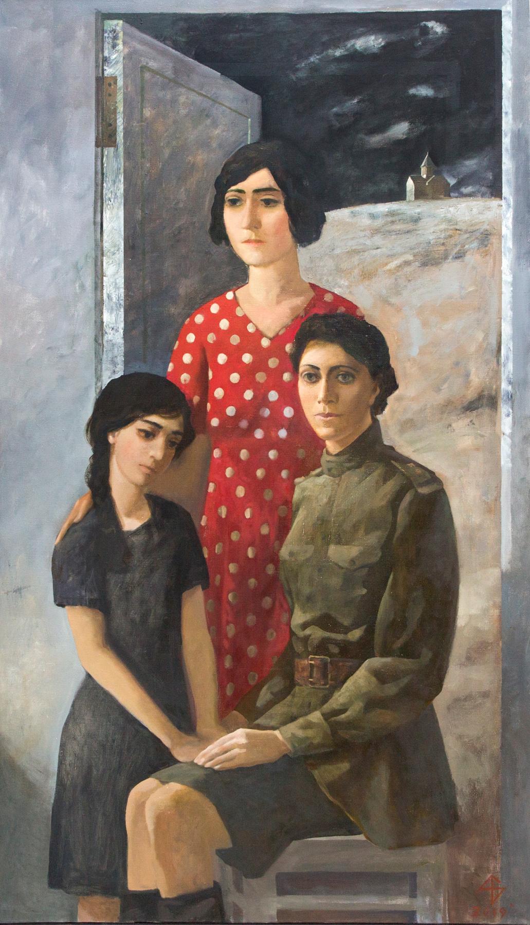 Three sisters. Original modern art painting