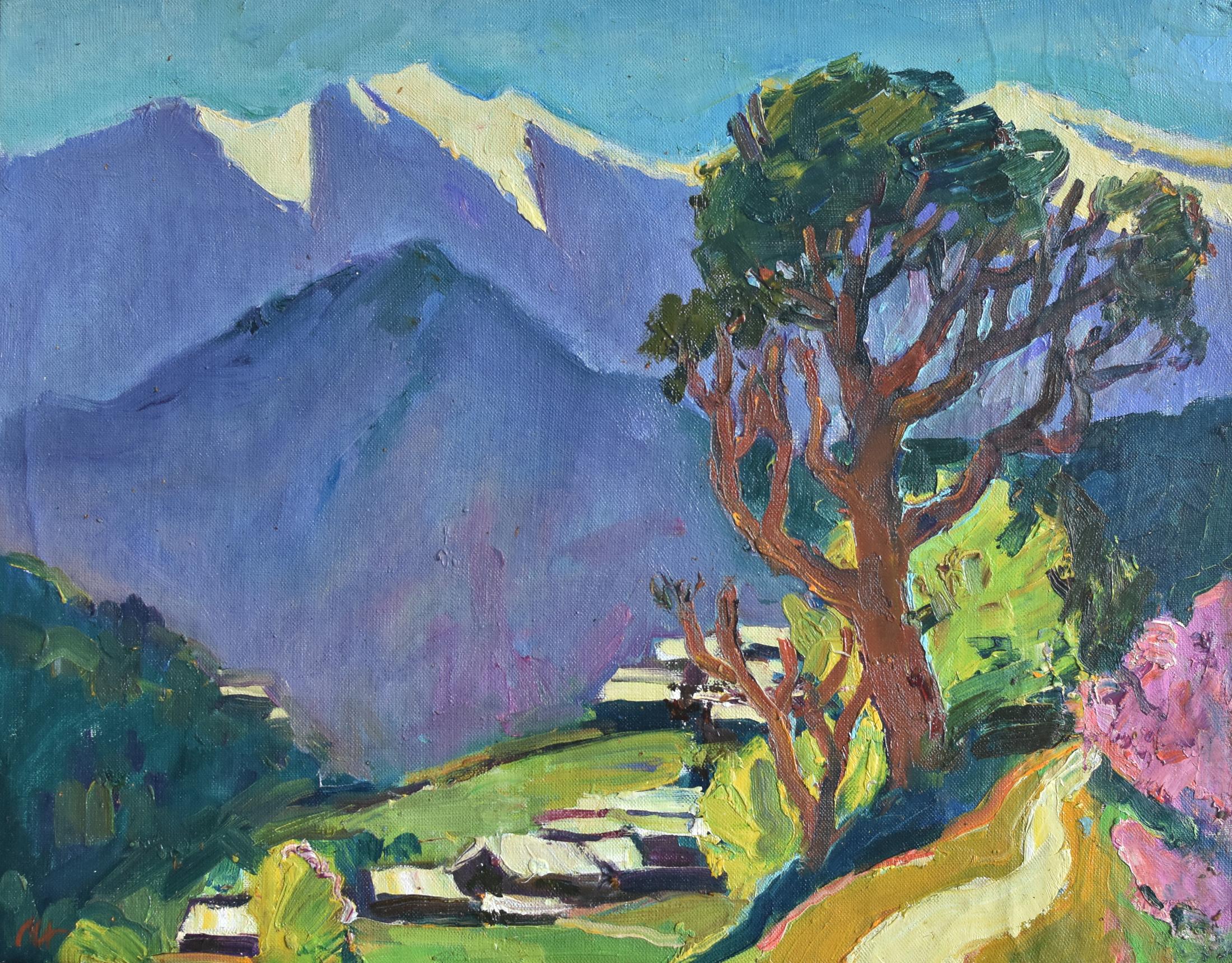Mountain route. Original modern art painting