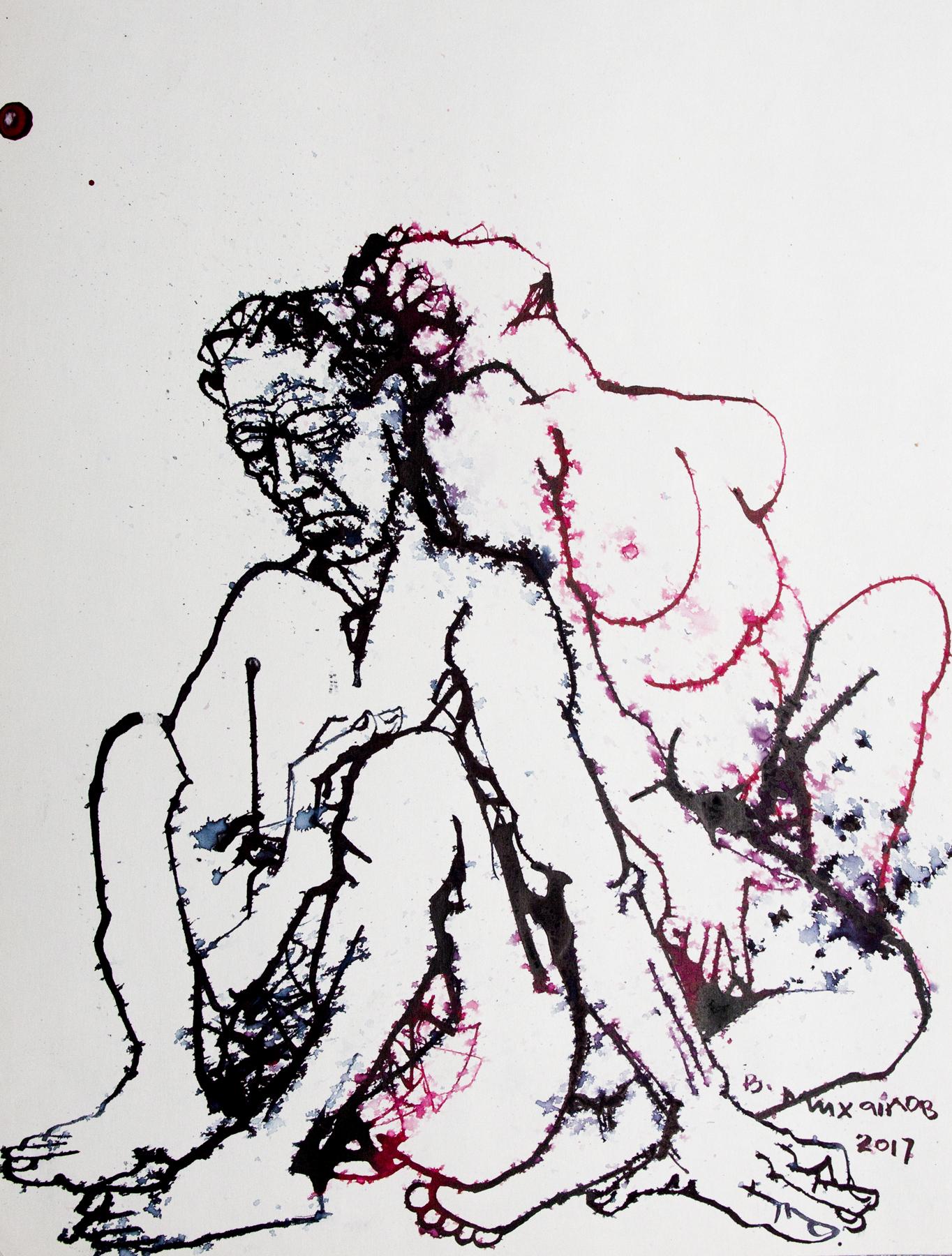 艺术家和模特 . Original modern art painting
