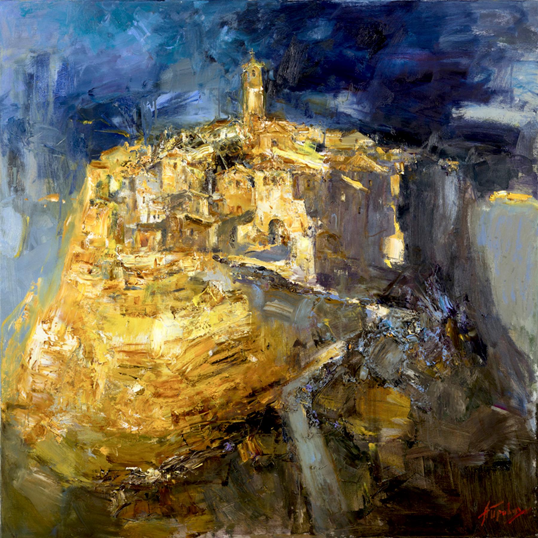 Civita di Bagnoregio. Evening. Original modern art painting