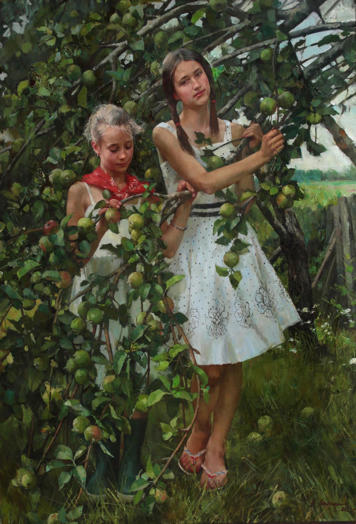 Apple tree. Original modern art painting