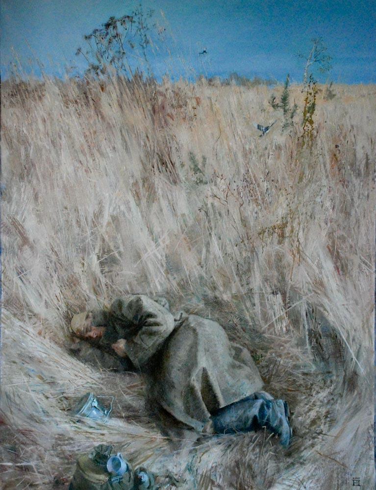 In field. Original modern art painting