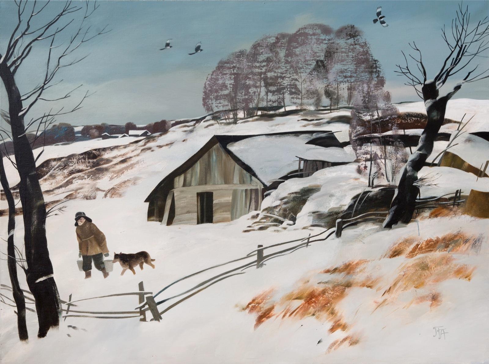 Winter. Original modern art painting