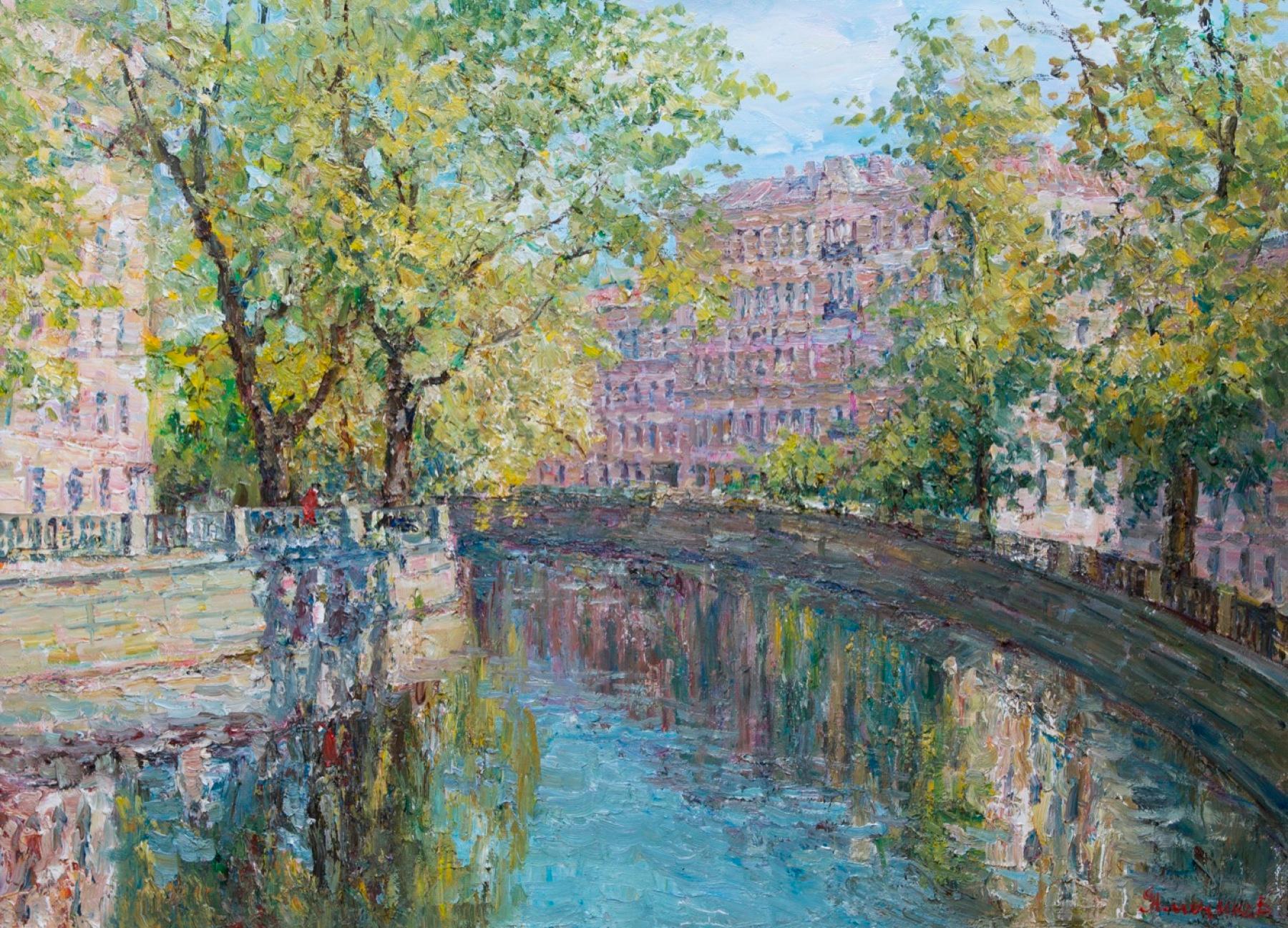 Morning on the canal. Original modern art painting