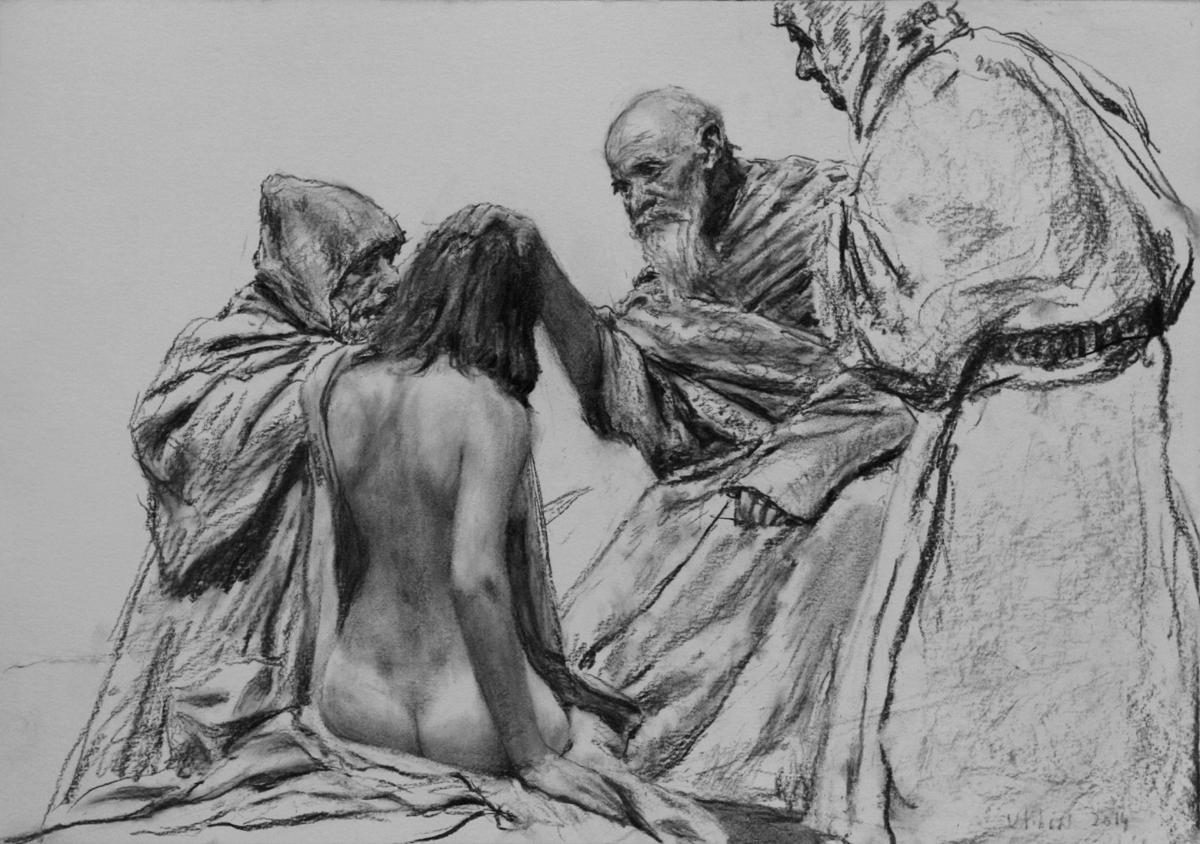 Enlightenment session. Original modern art painting