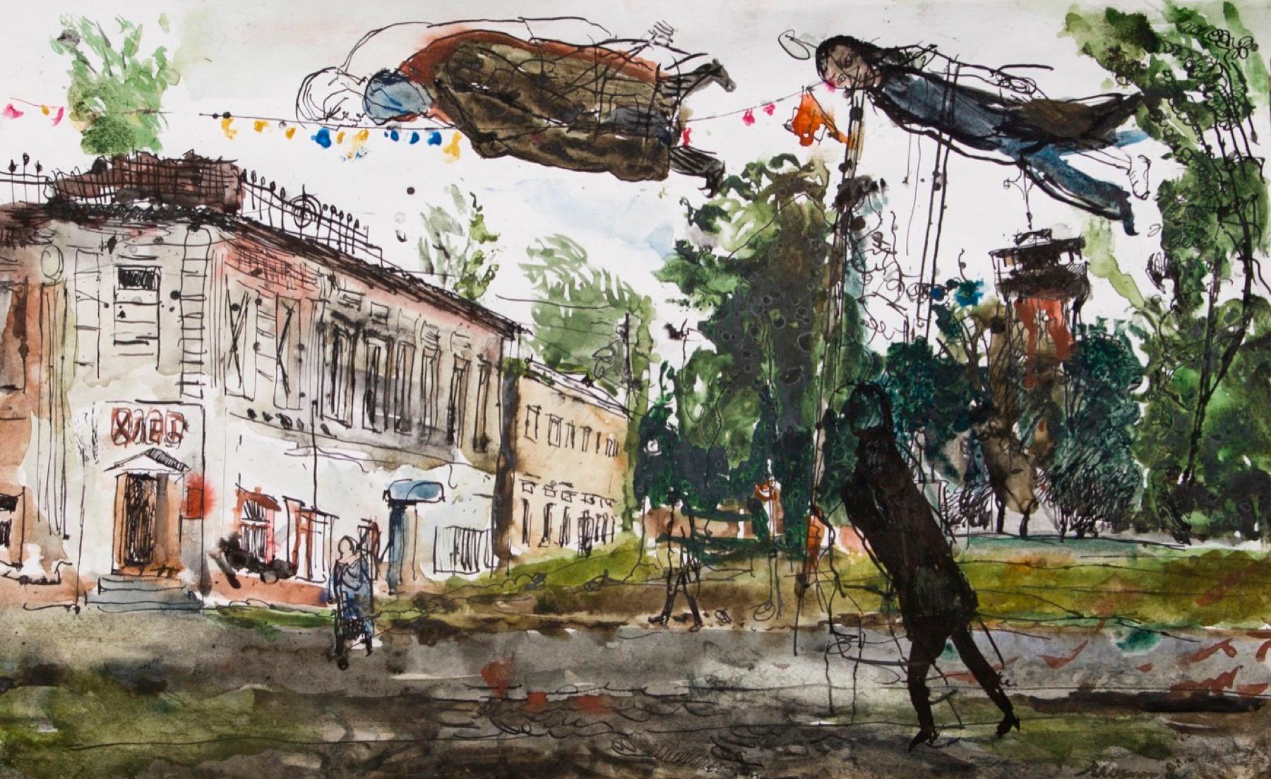 罗曼诺夫-鲍里索格列布斯克. 左边 素描. Original modern art painting