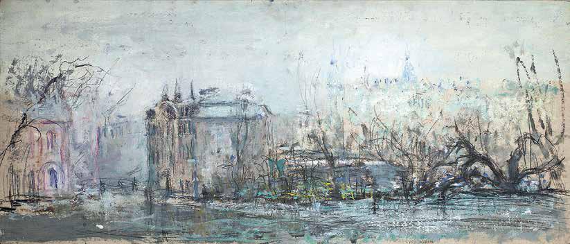 embankment river Smolenka 1999. Original modern art painting