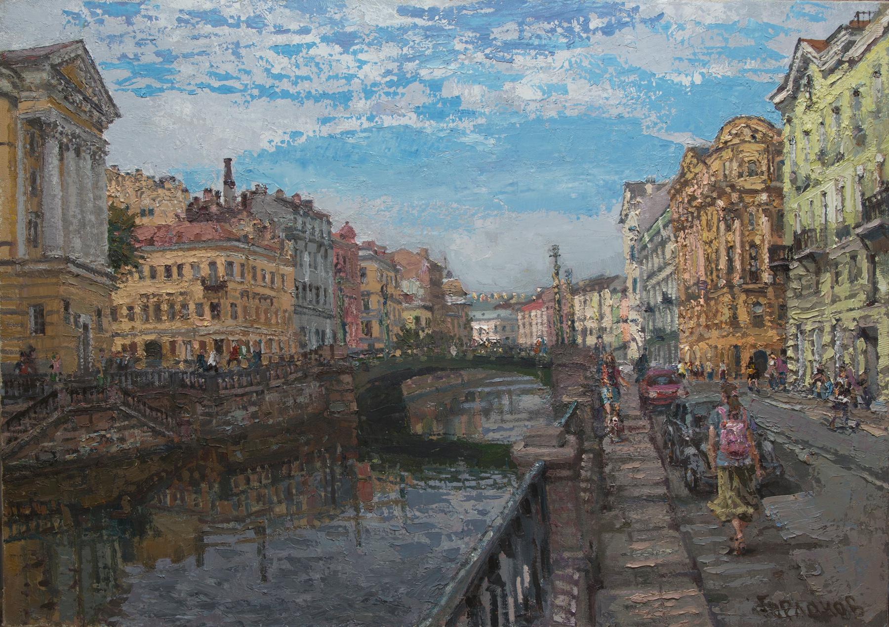 Near Voznesensky  prospect. Original modern art painting