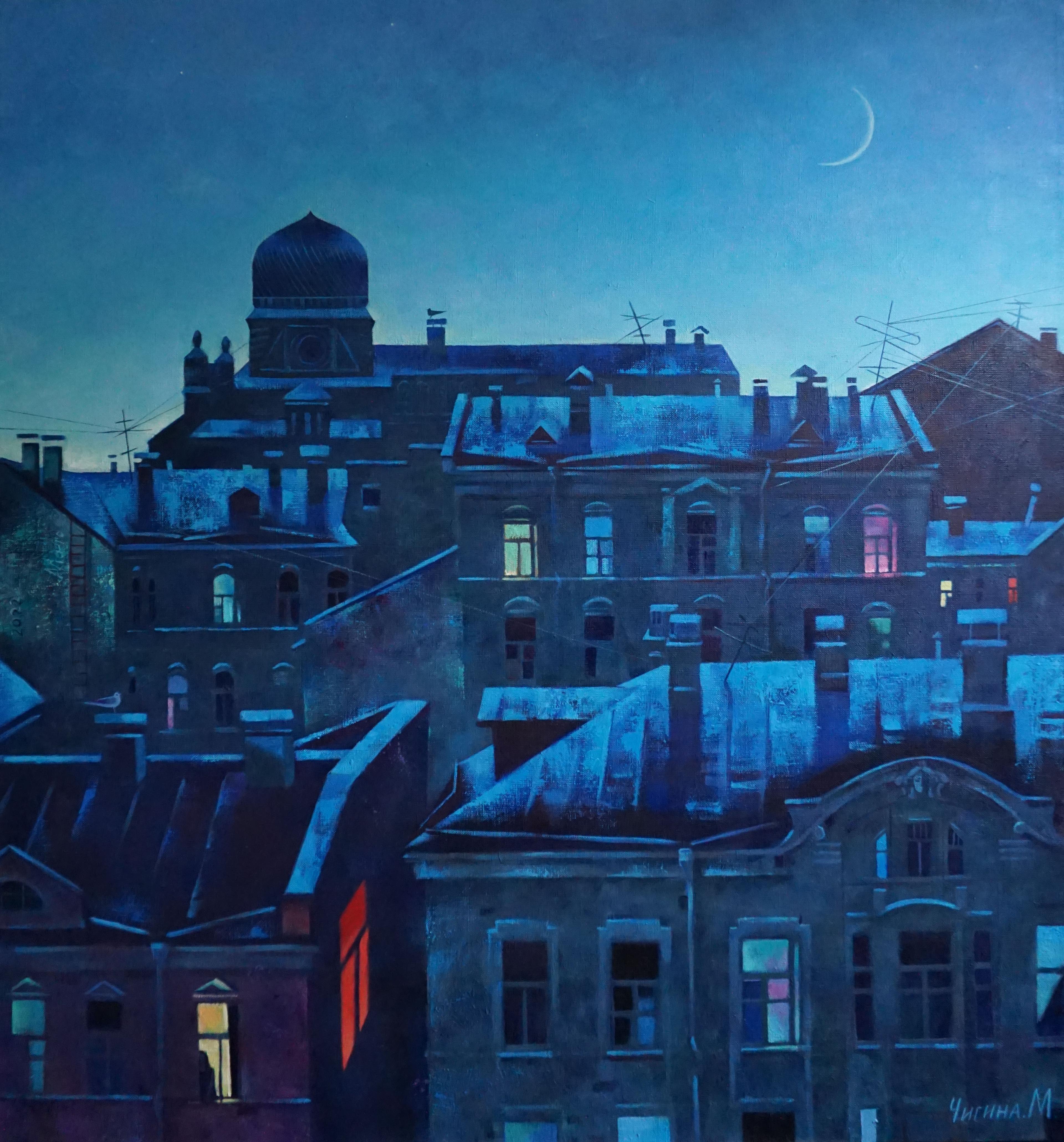 Warmer night. Original modern art painting