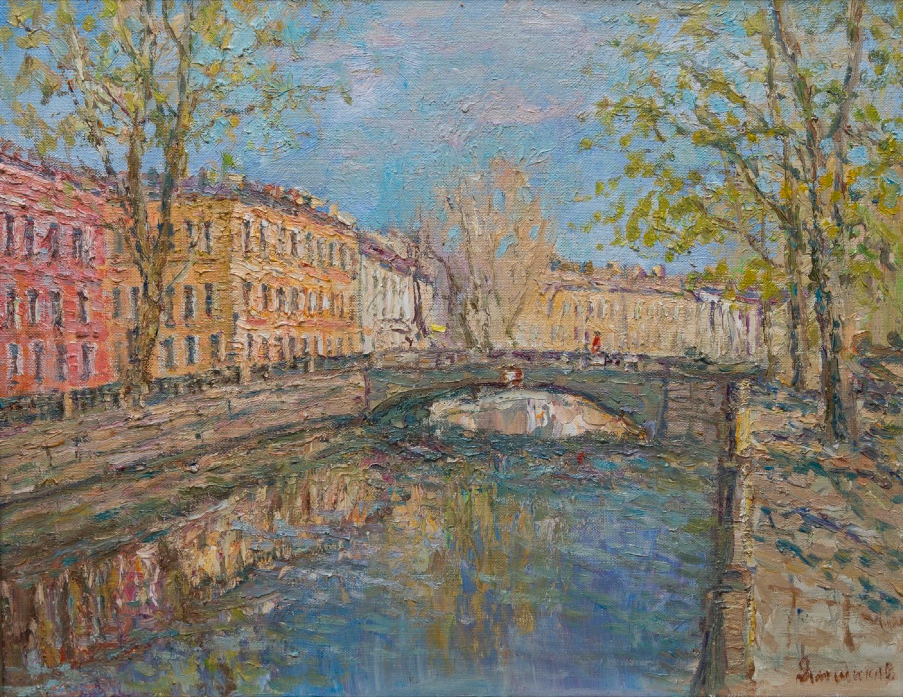 Весна на канале. Original modern art painting