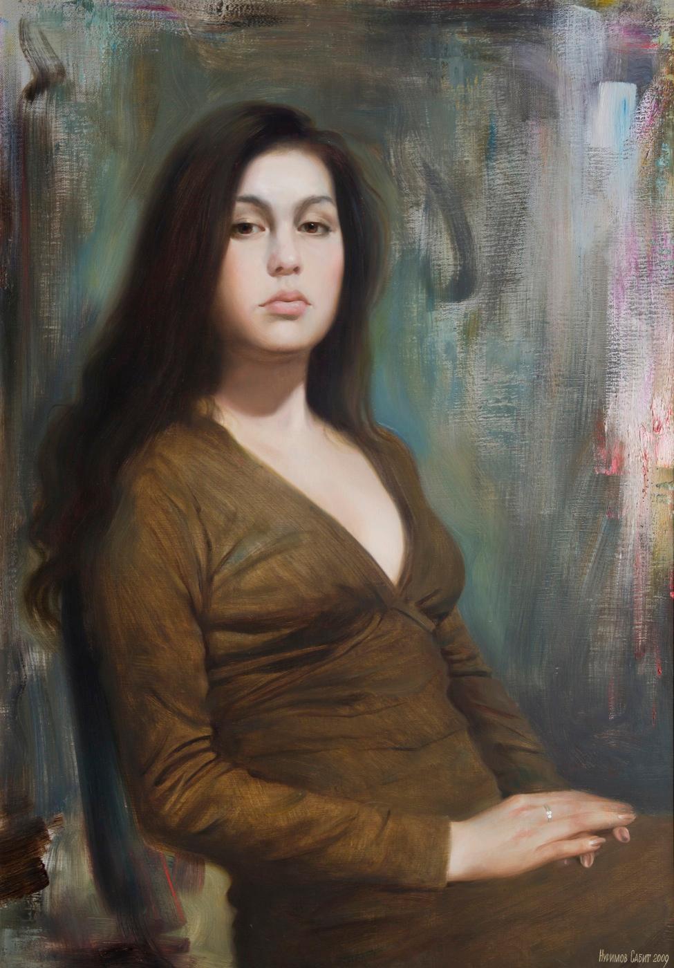 "Portrait of daughter. Original modern art painting