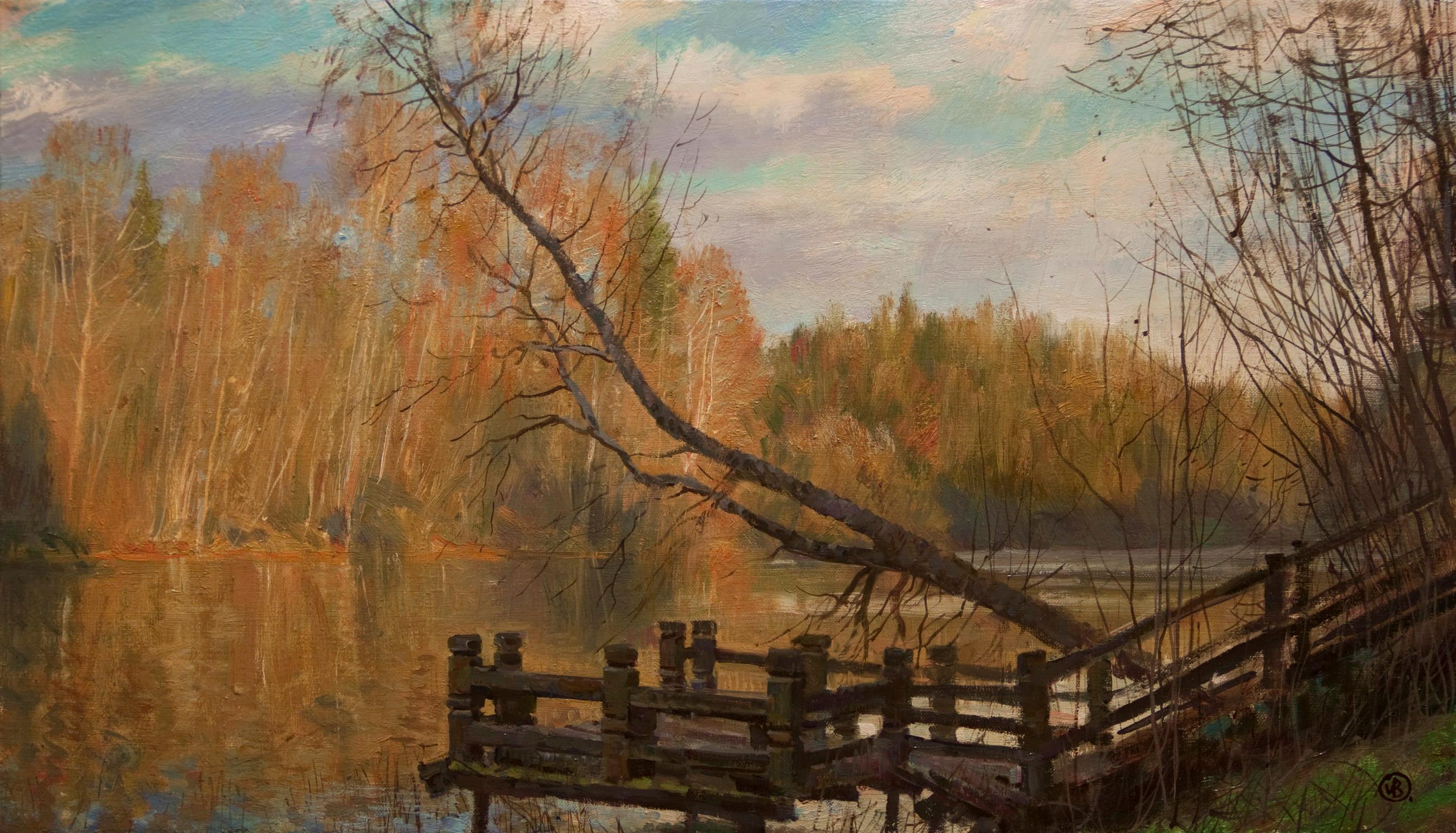 Мста. Вечер. Original modern art painting