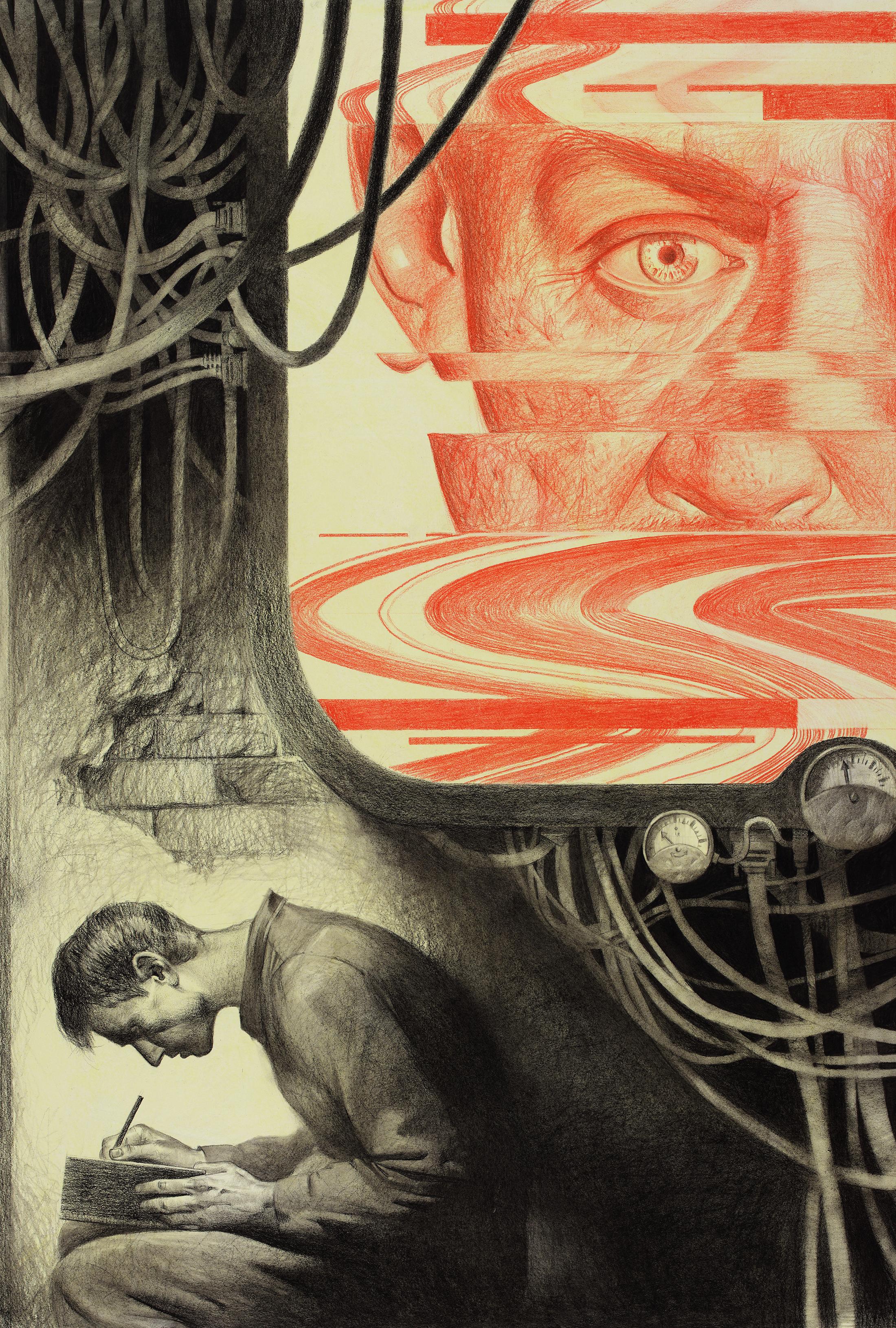 Illustration for George Orwell's dystopian novel "1984".Sheet No. 3. Original modern art painting