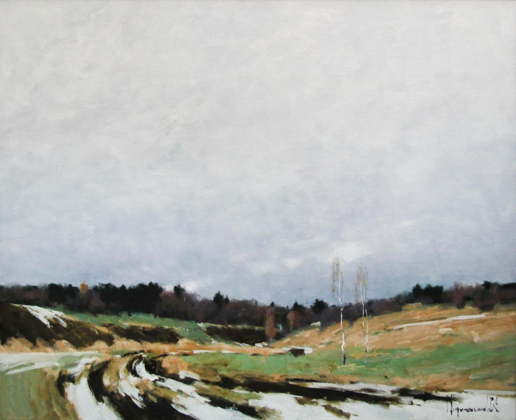 Last snow. Original modern art painting