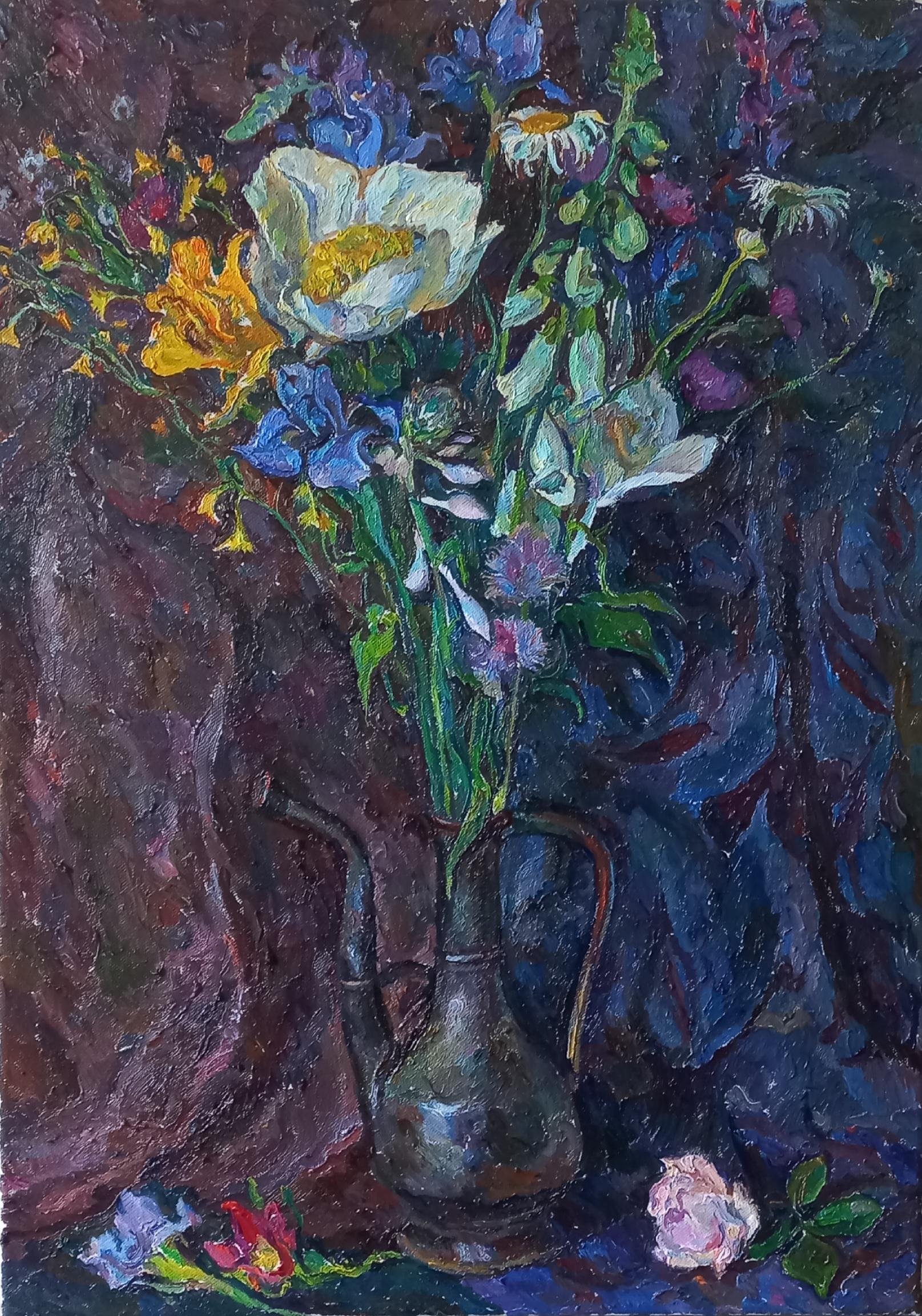 Цветы в кунгане. Original modern art painting