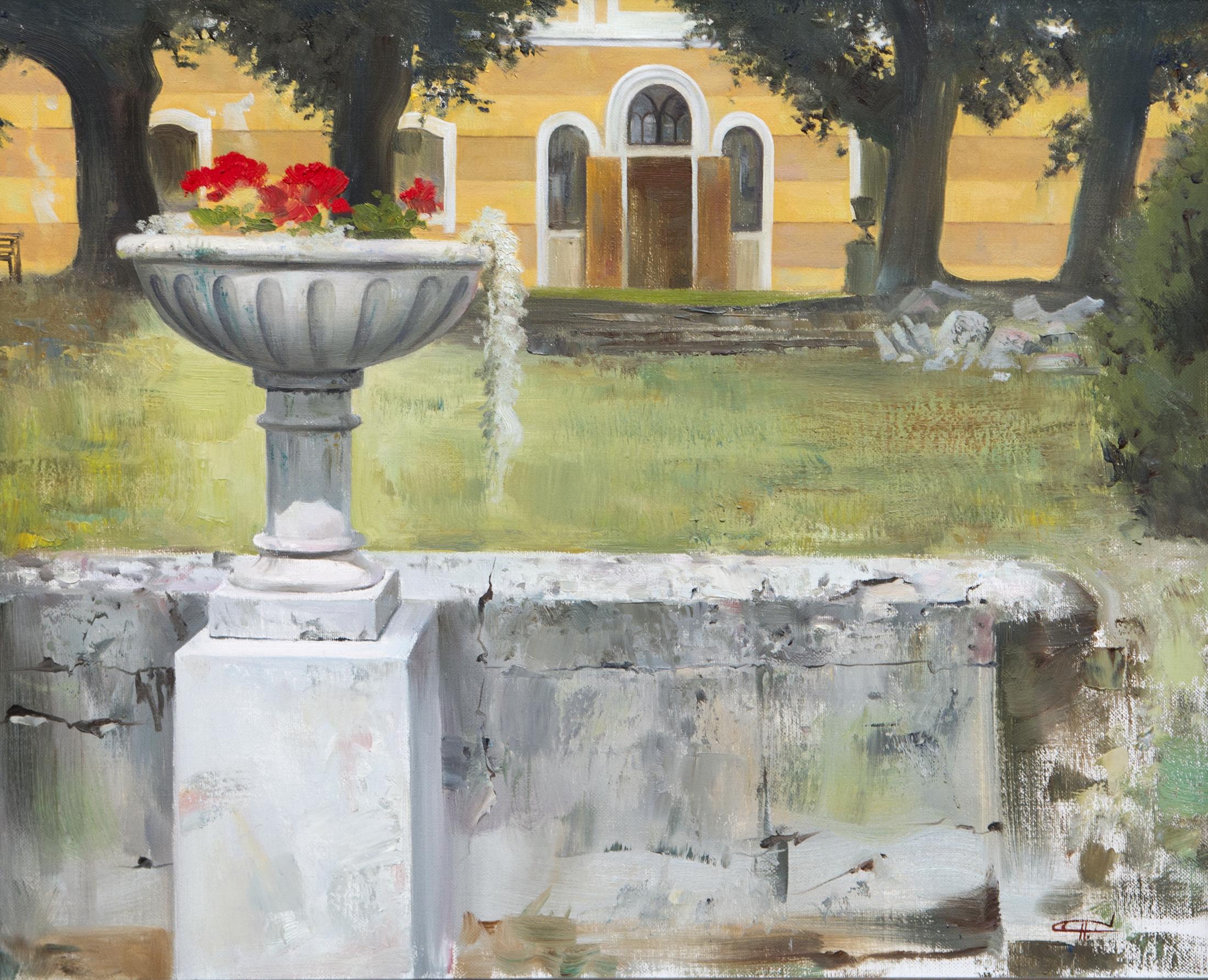 старый фонтан. Original modern art painting