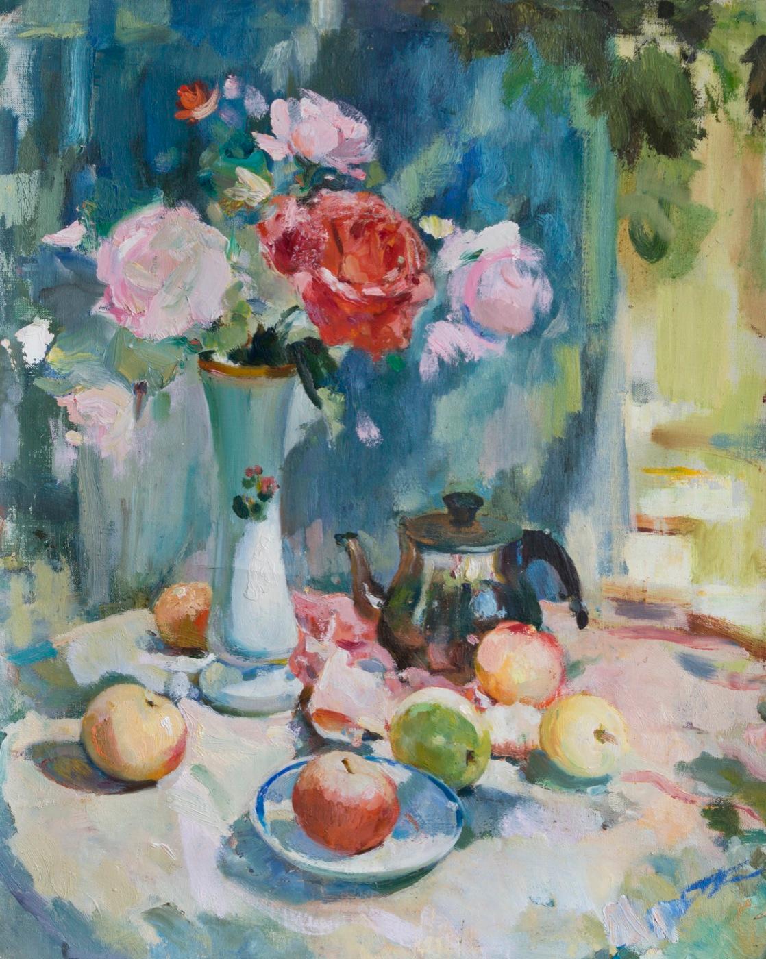 Still life with apples. Original modern art painting