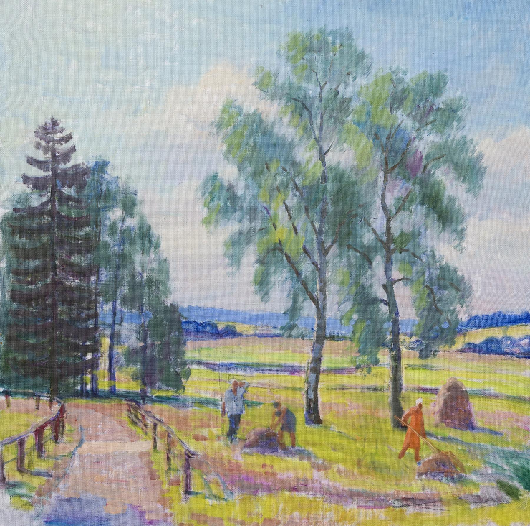 Haymaking in Mikhailovskoye. Original modern art painting