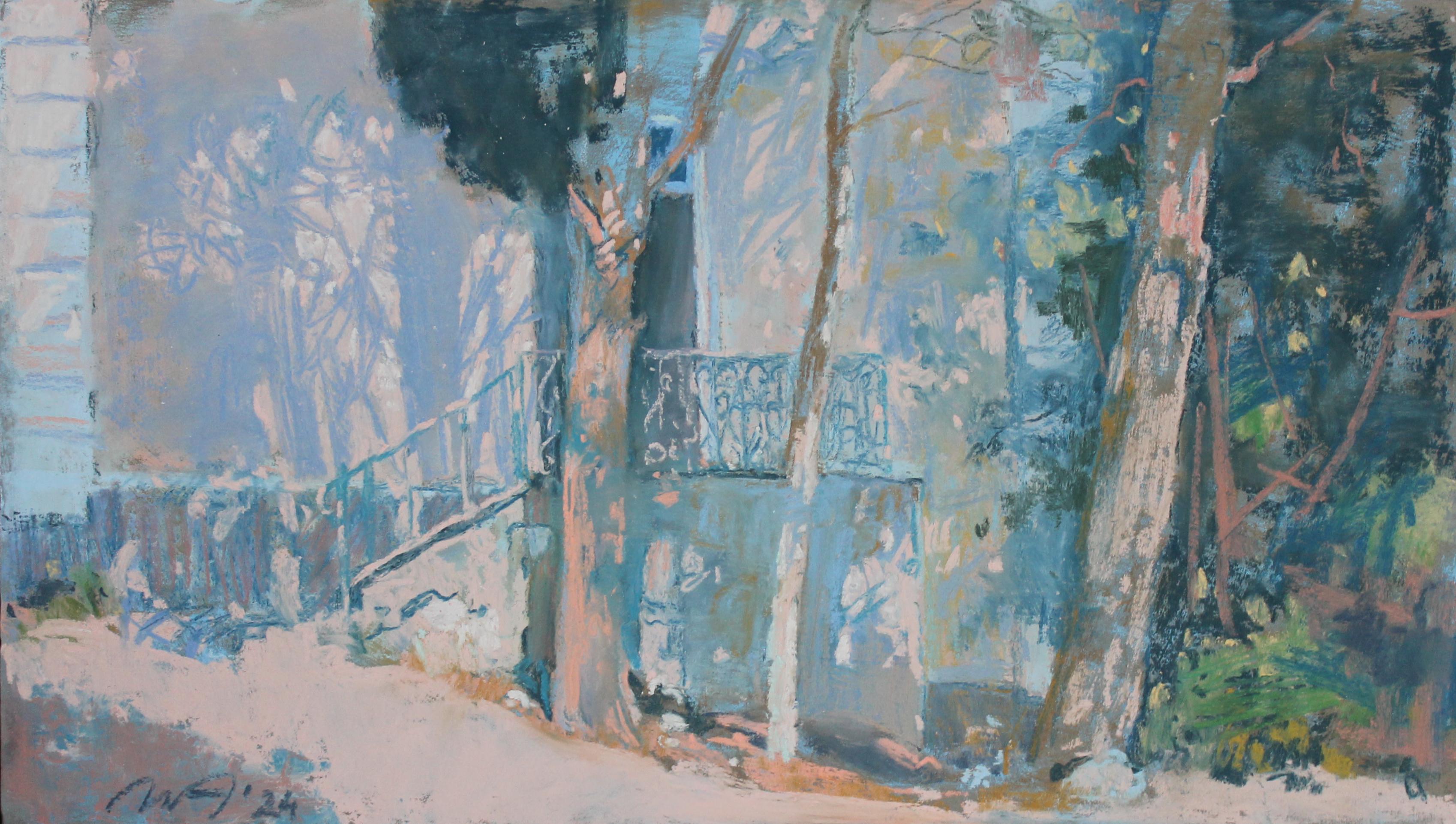 Тени кипарисов. Original modern art painting