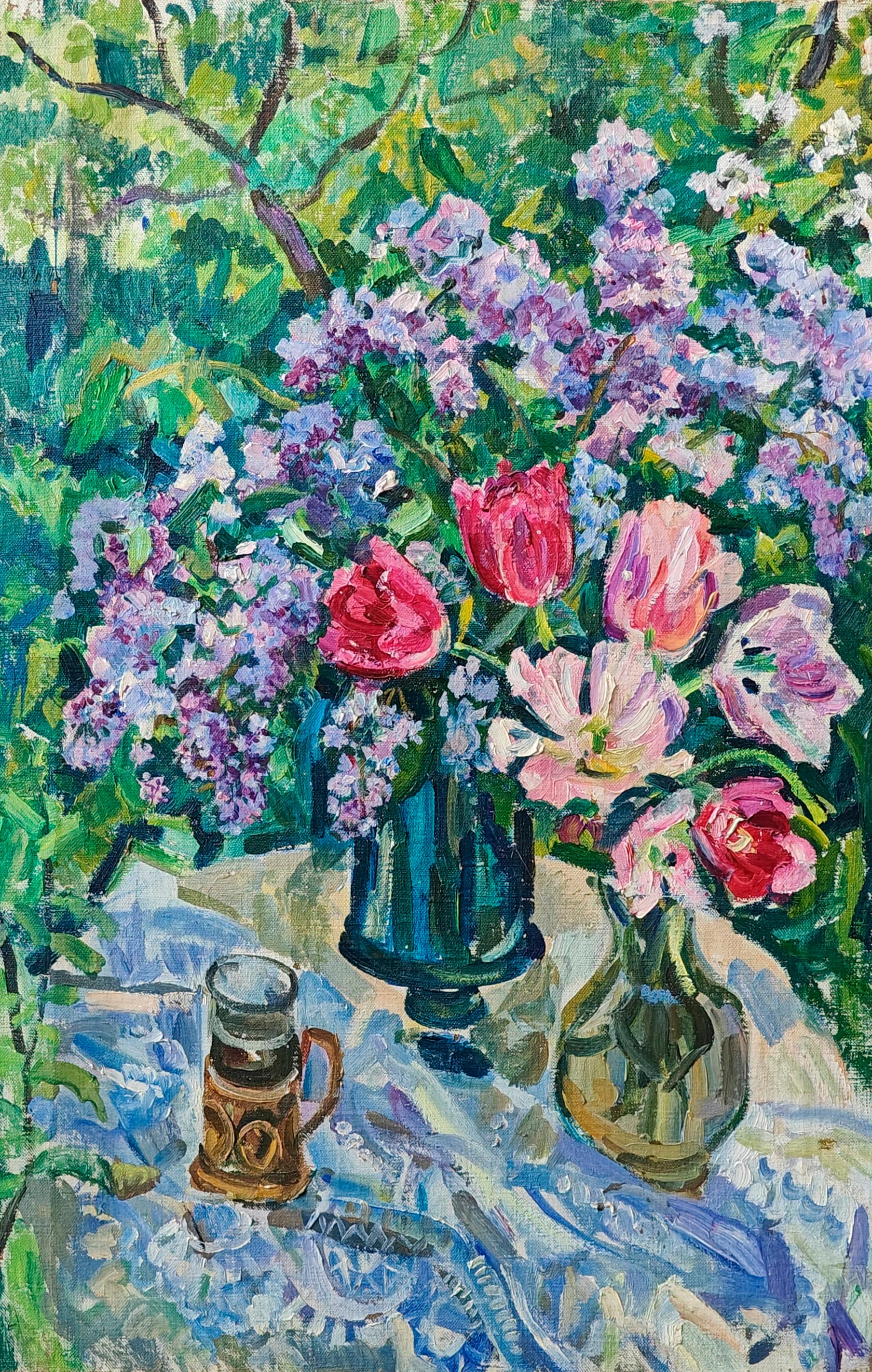 Сирень и тюльпаны  2009 г . Original modern art painting