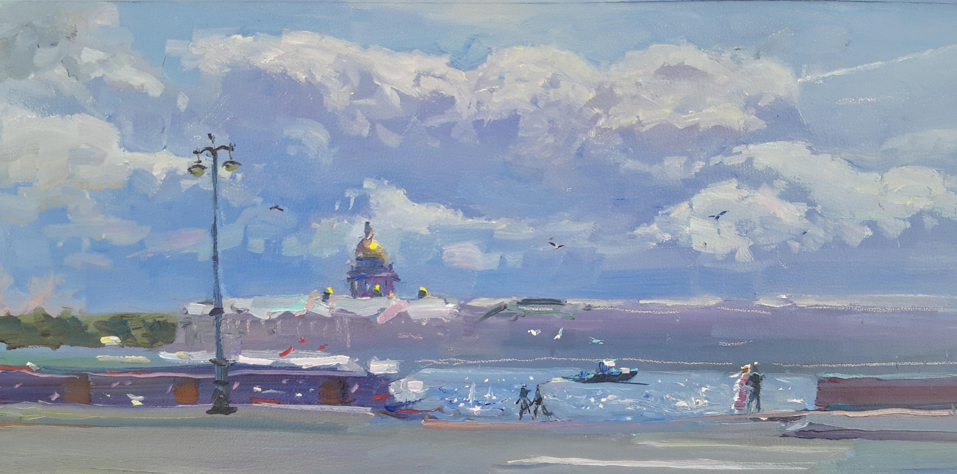 Clouds over St. Isaac's Cathedral. Original modern art painting