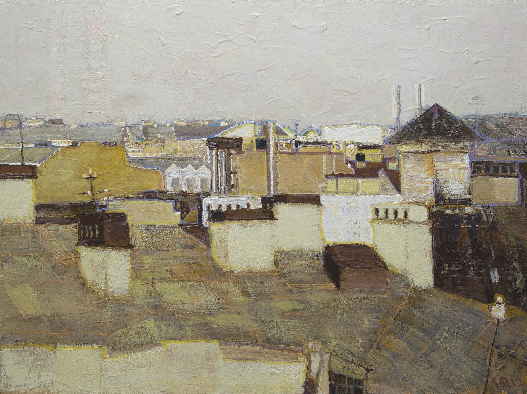 Roofs. Composition 227. Original modern art painting