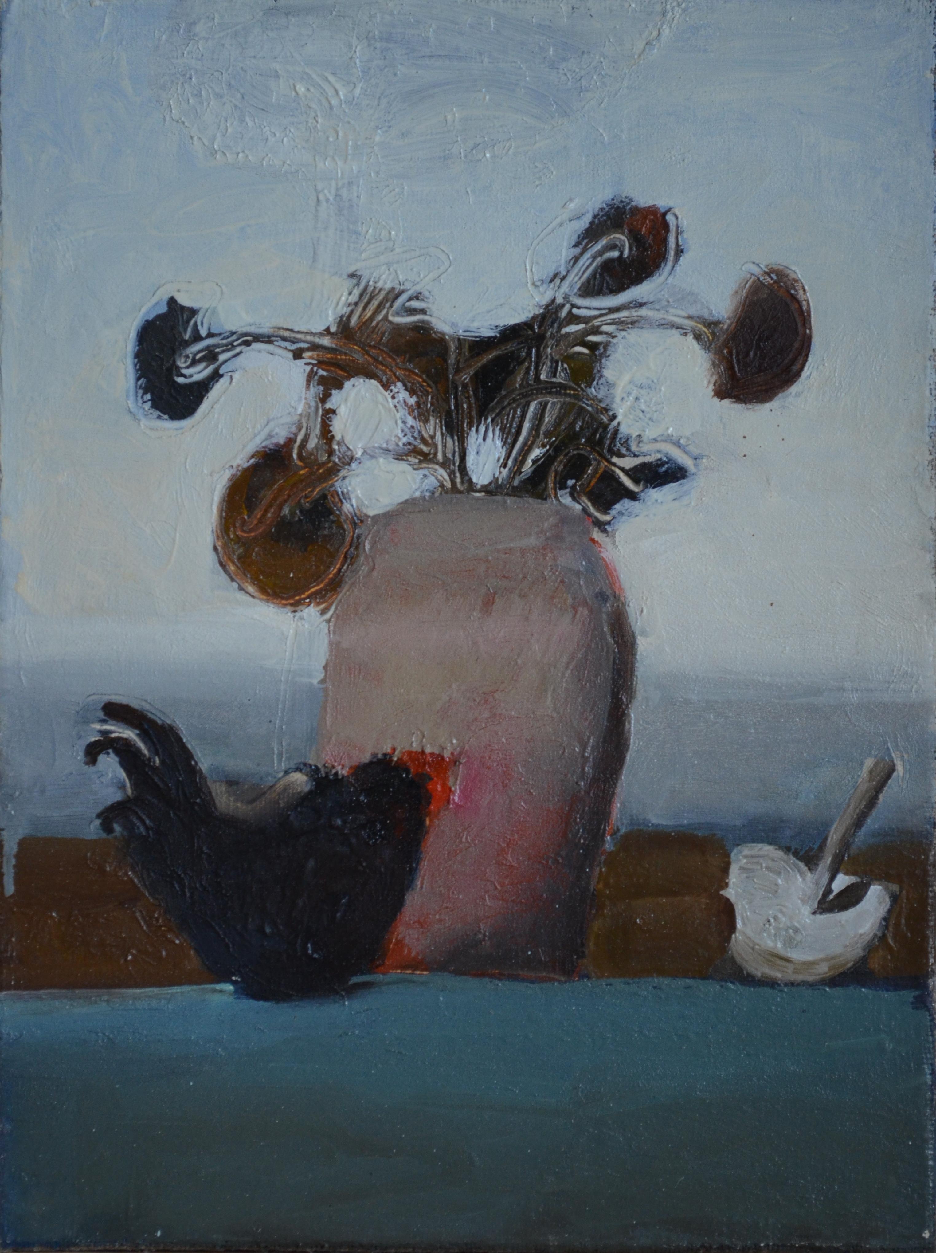 Still life with a chicken. Original modern art painting