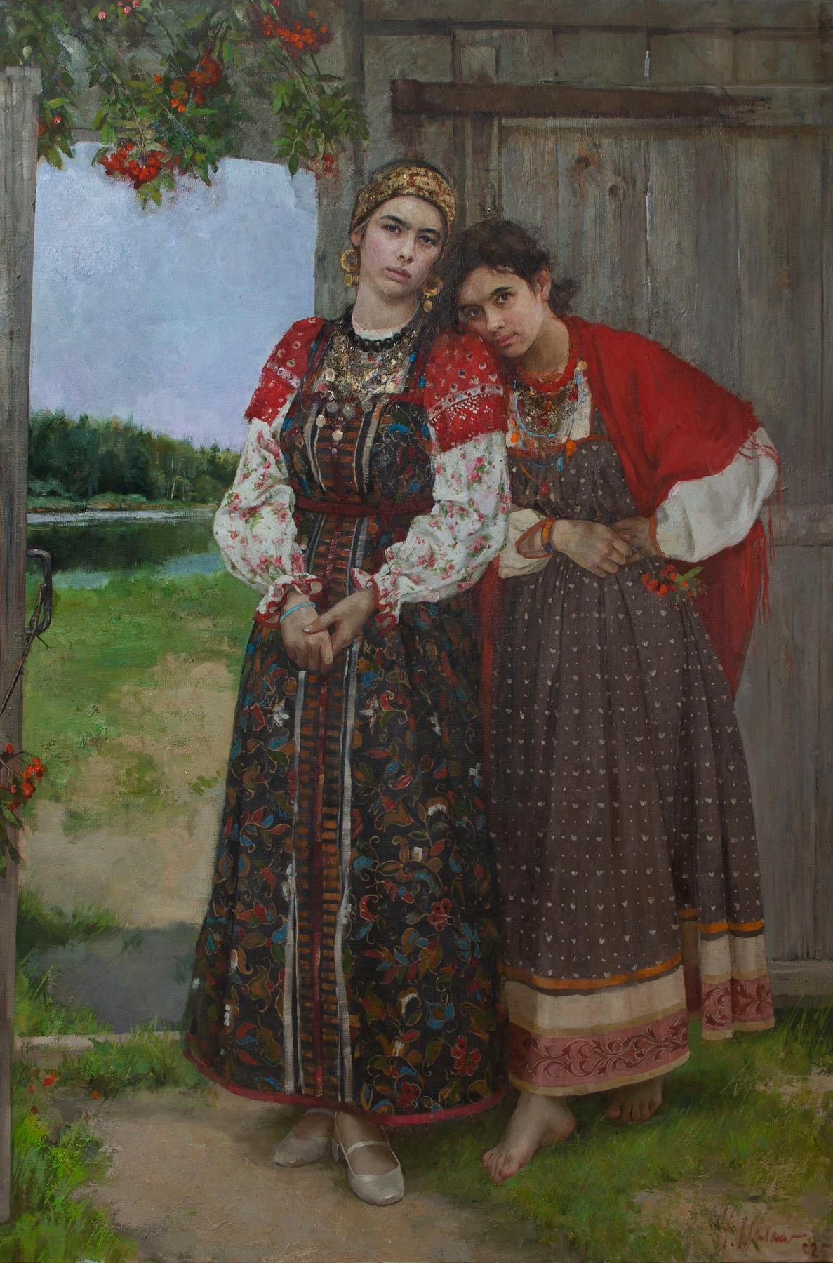 At Bugrovo ancient village. Original modern art painting