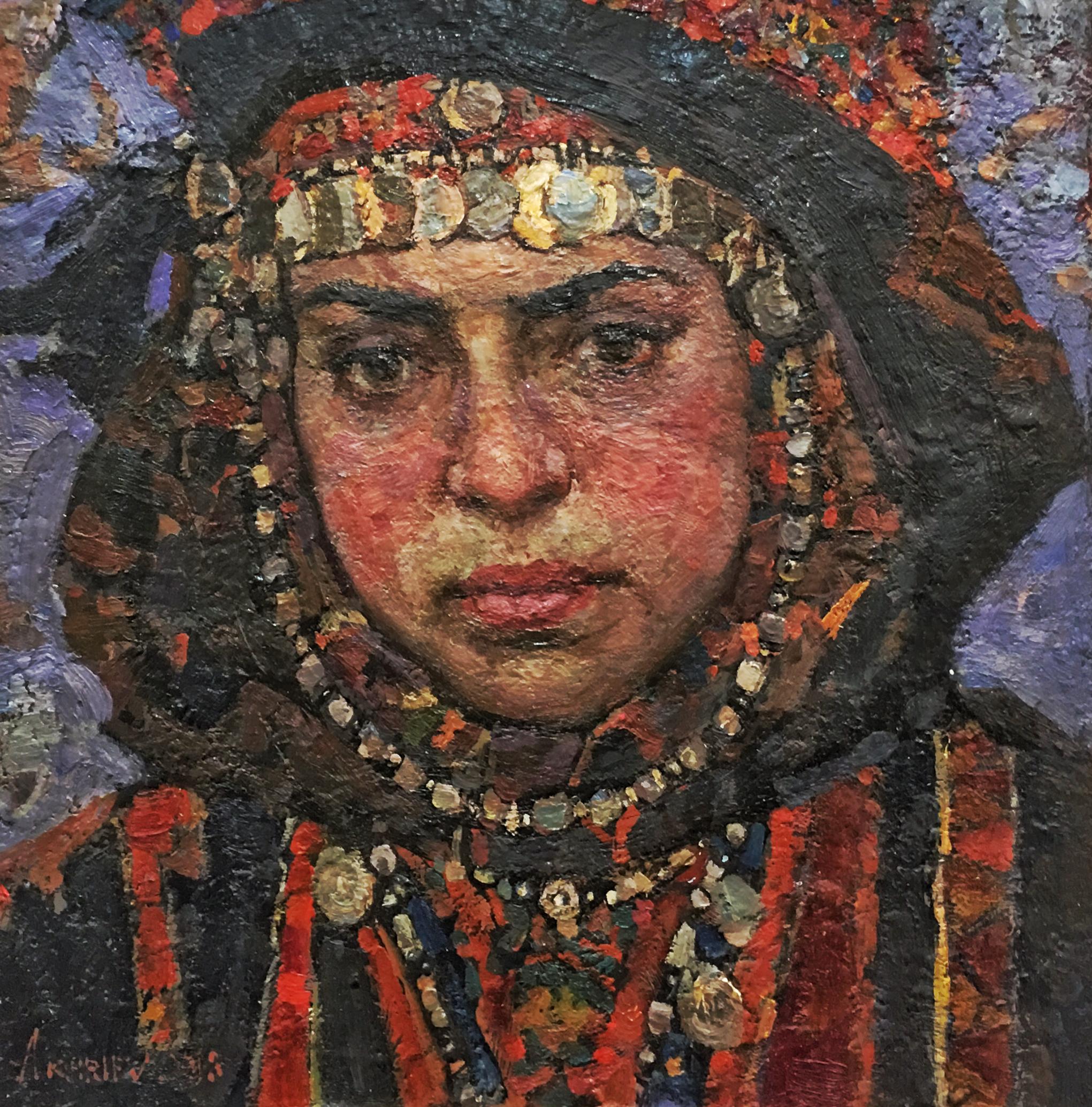 девушка из хевсура. Original modern art painting