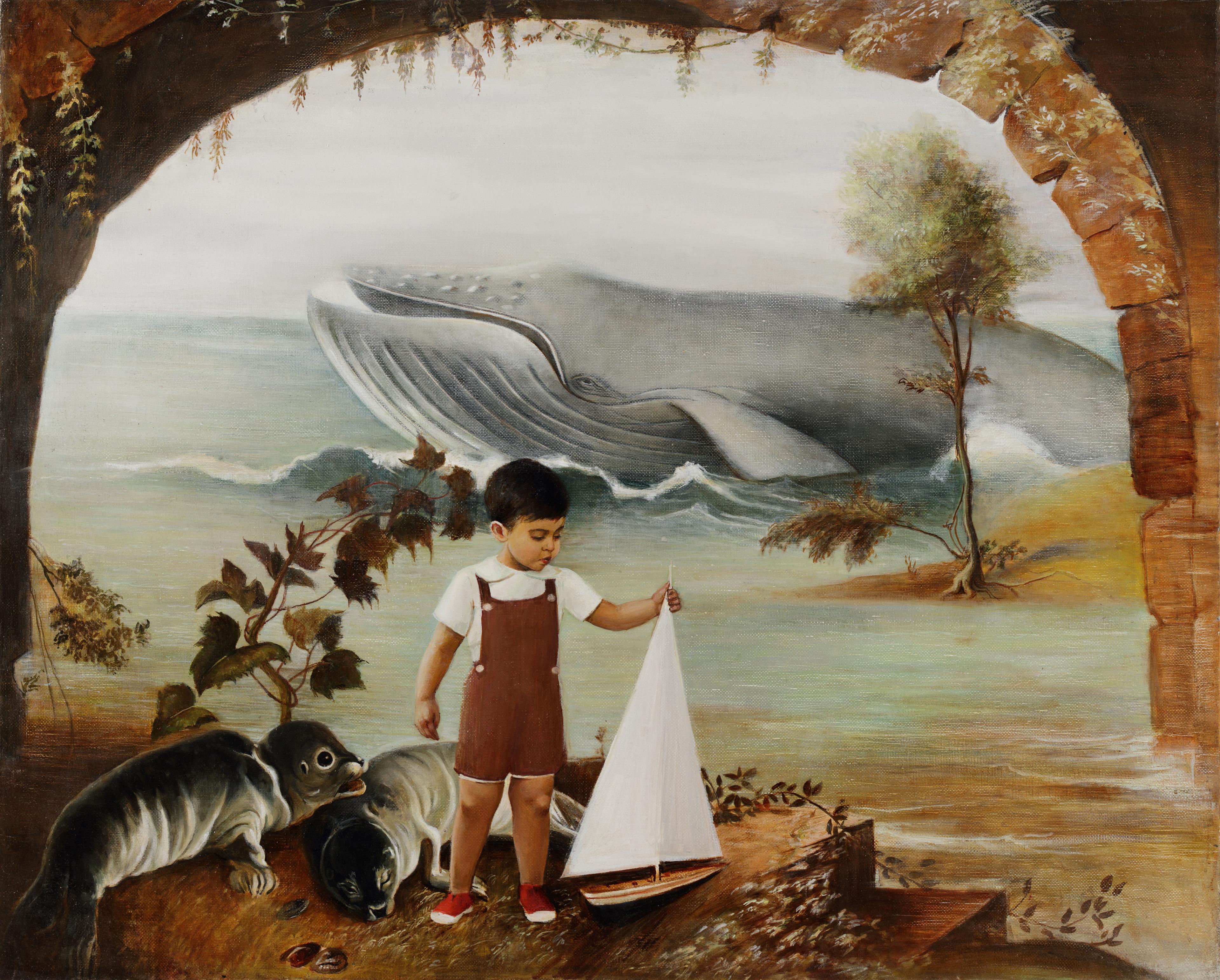 Jonah and the Whale. Original modern art painting