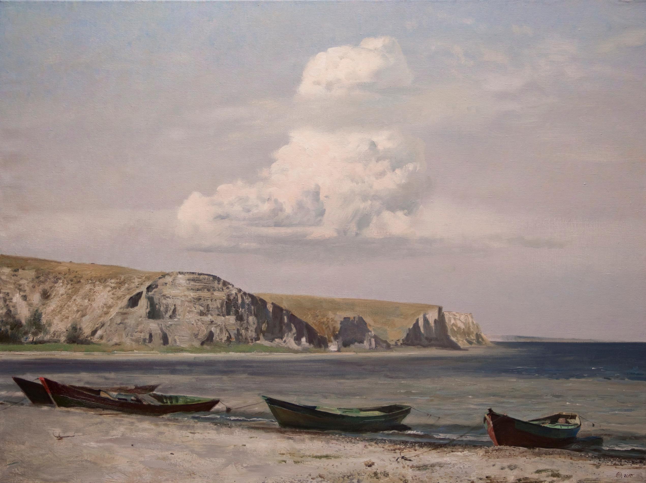 Volga river coast. Original modern art painting