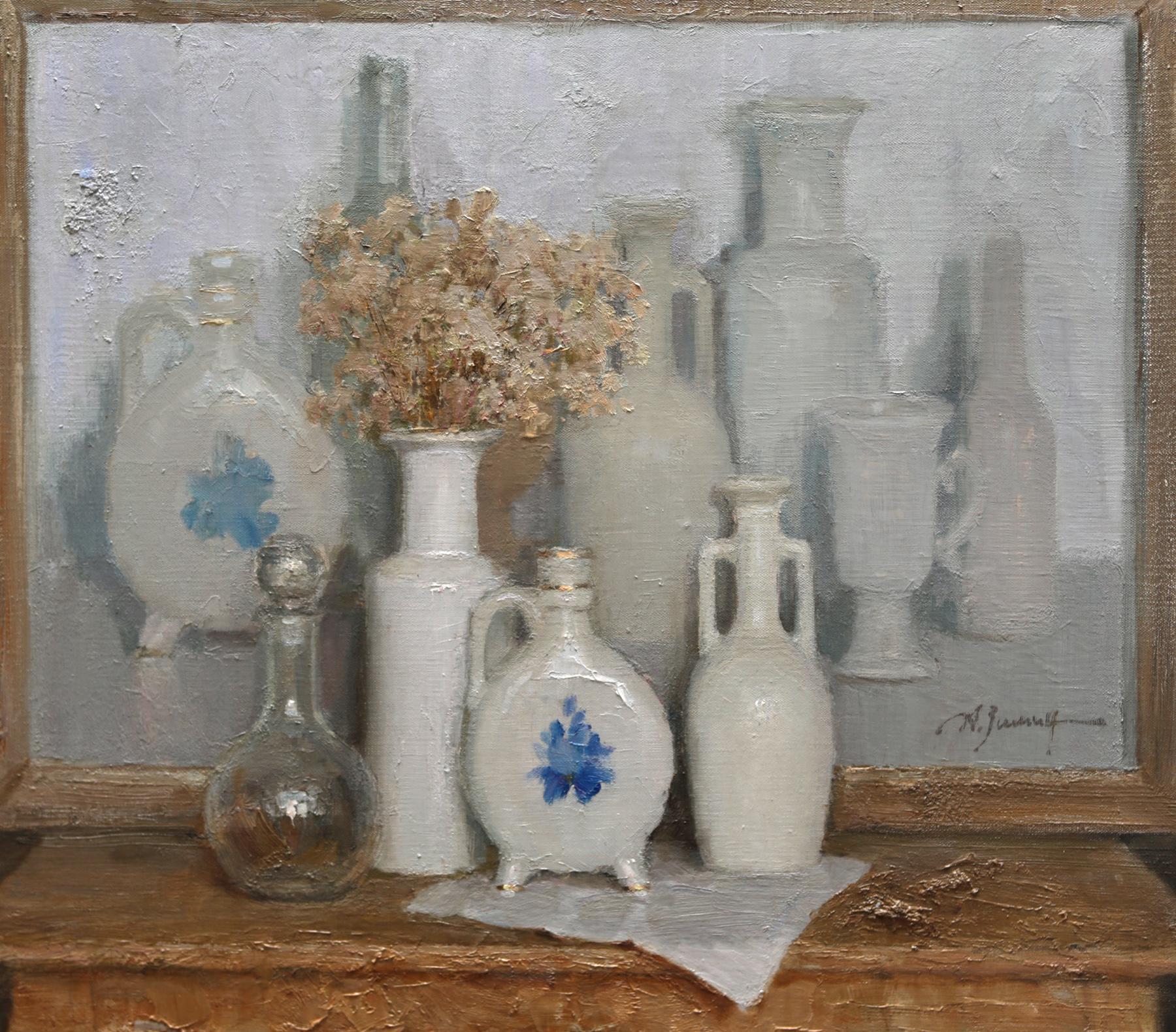 White still life. Original modern art painting