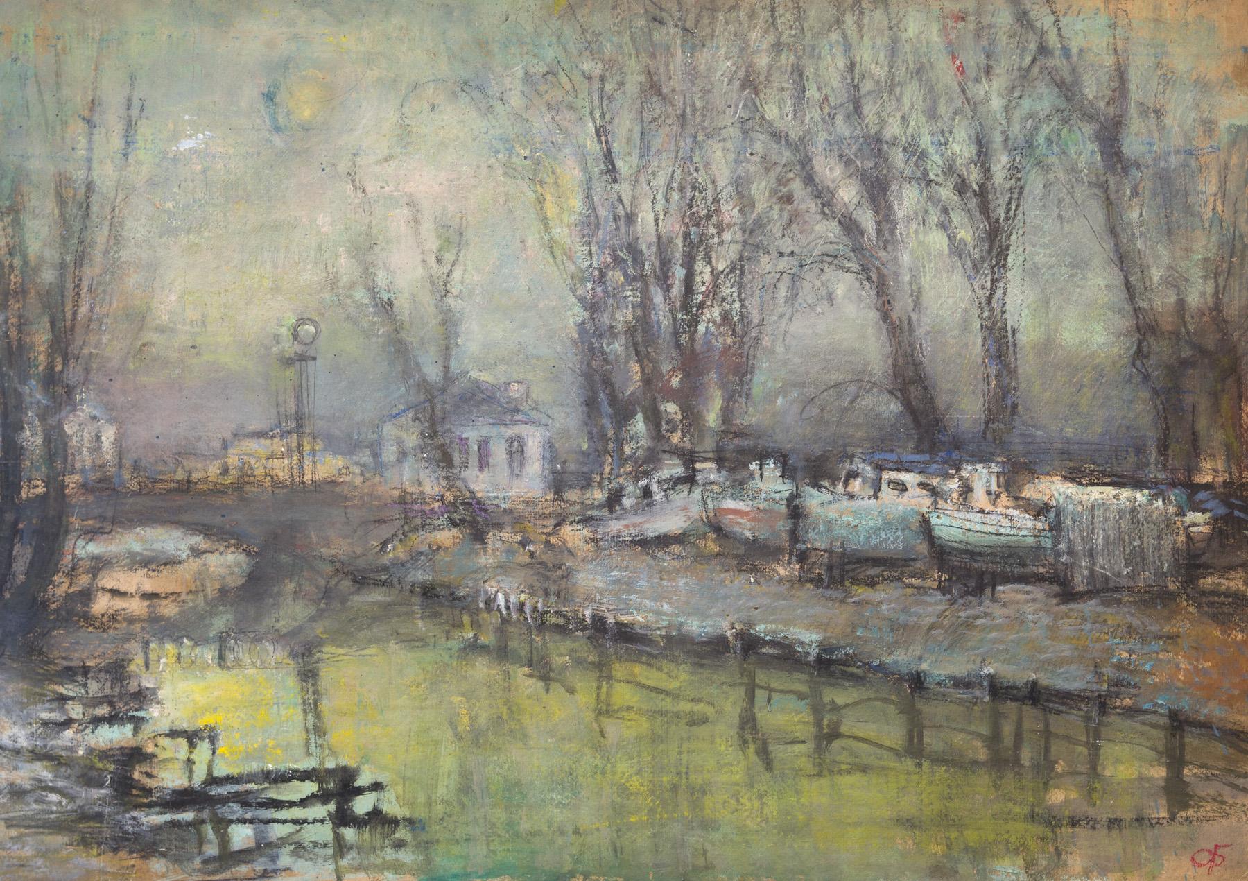 Smolenka river. Original modern art painting