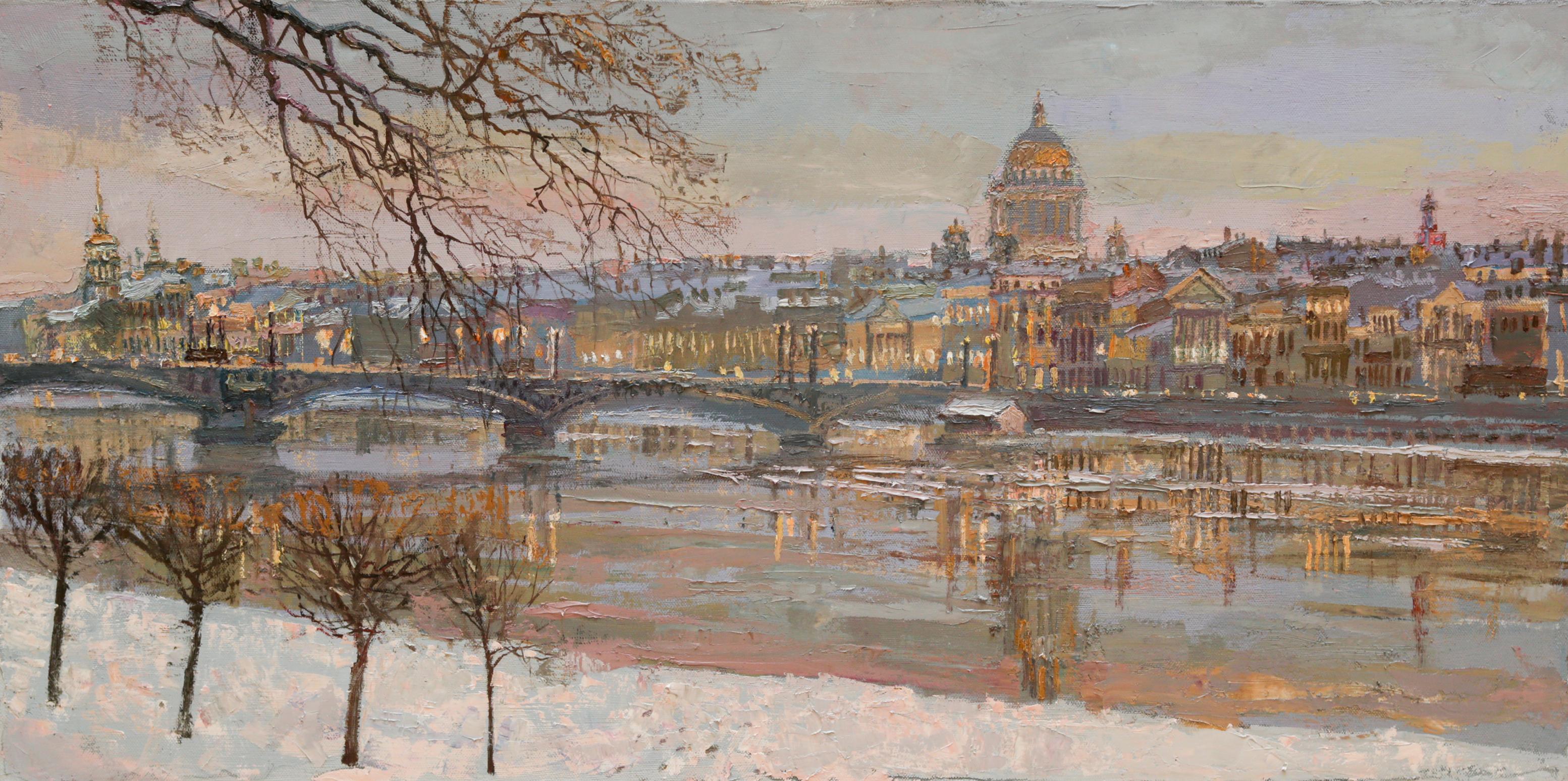 Evening on Neva. Original modern art painting