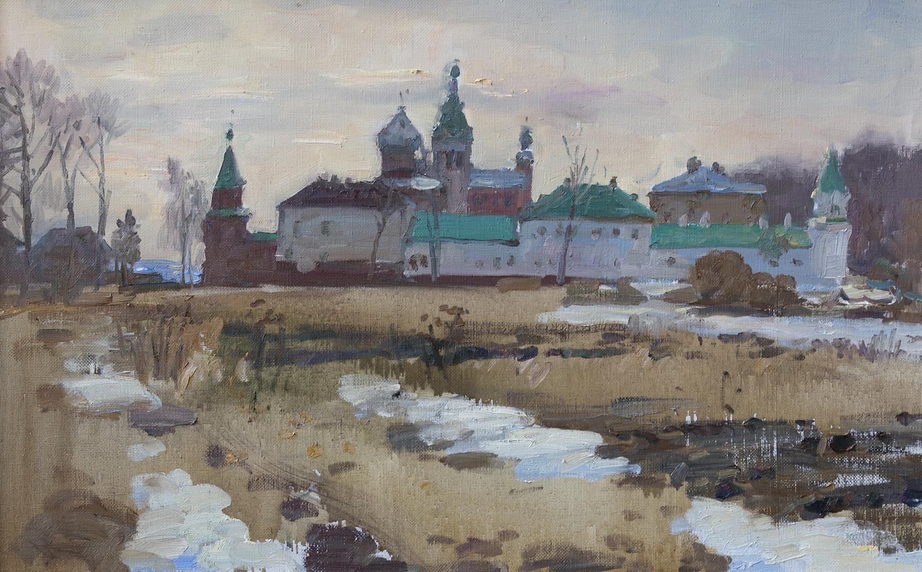 Nicholas Monastery in Staraya Ladoga. Original modern art painting