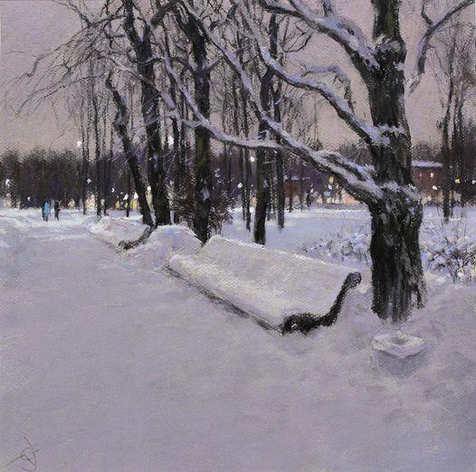 Городской парк. Original modern art painting