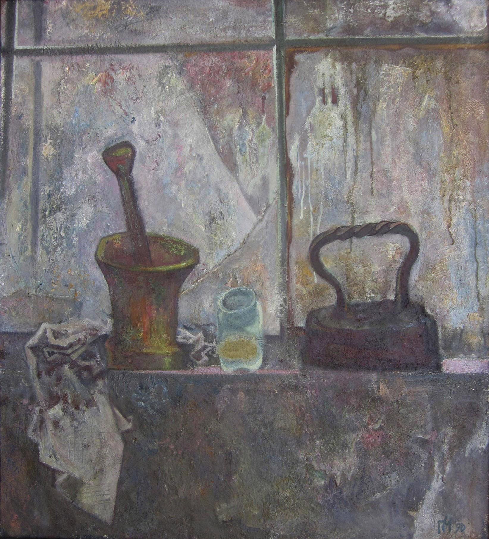 Still life with a mortar. Original modern art painting