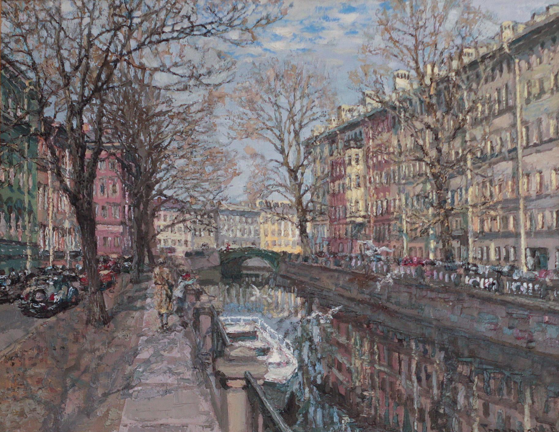 View from Sennoy bridge. Original modern art painting