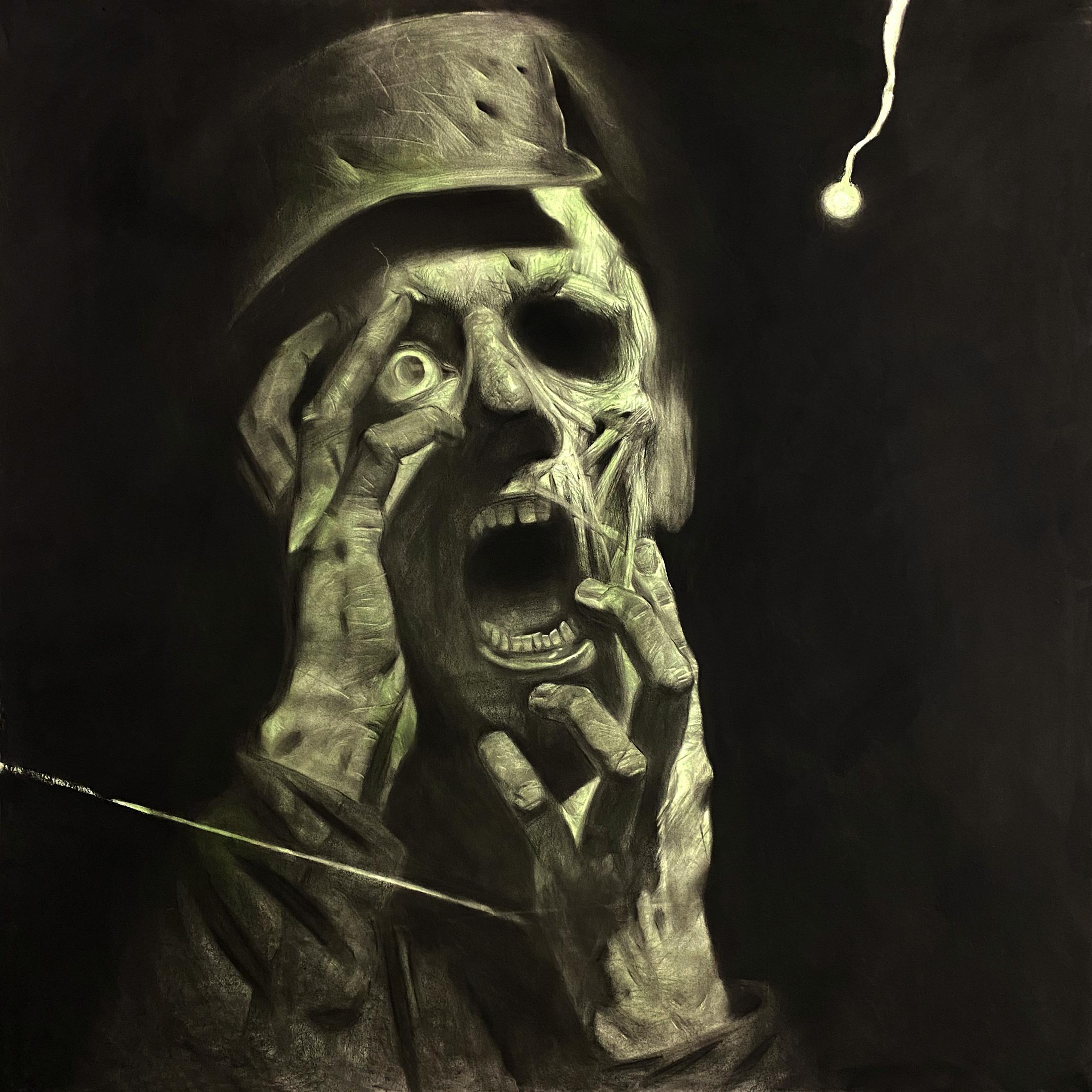 Illustration for Erich Maria Remarque's novel "All Quiet on the Western Front" page 2. Original modern art painting