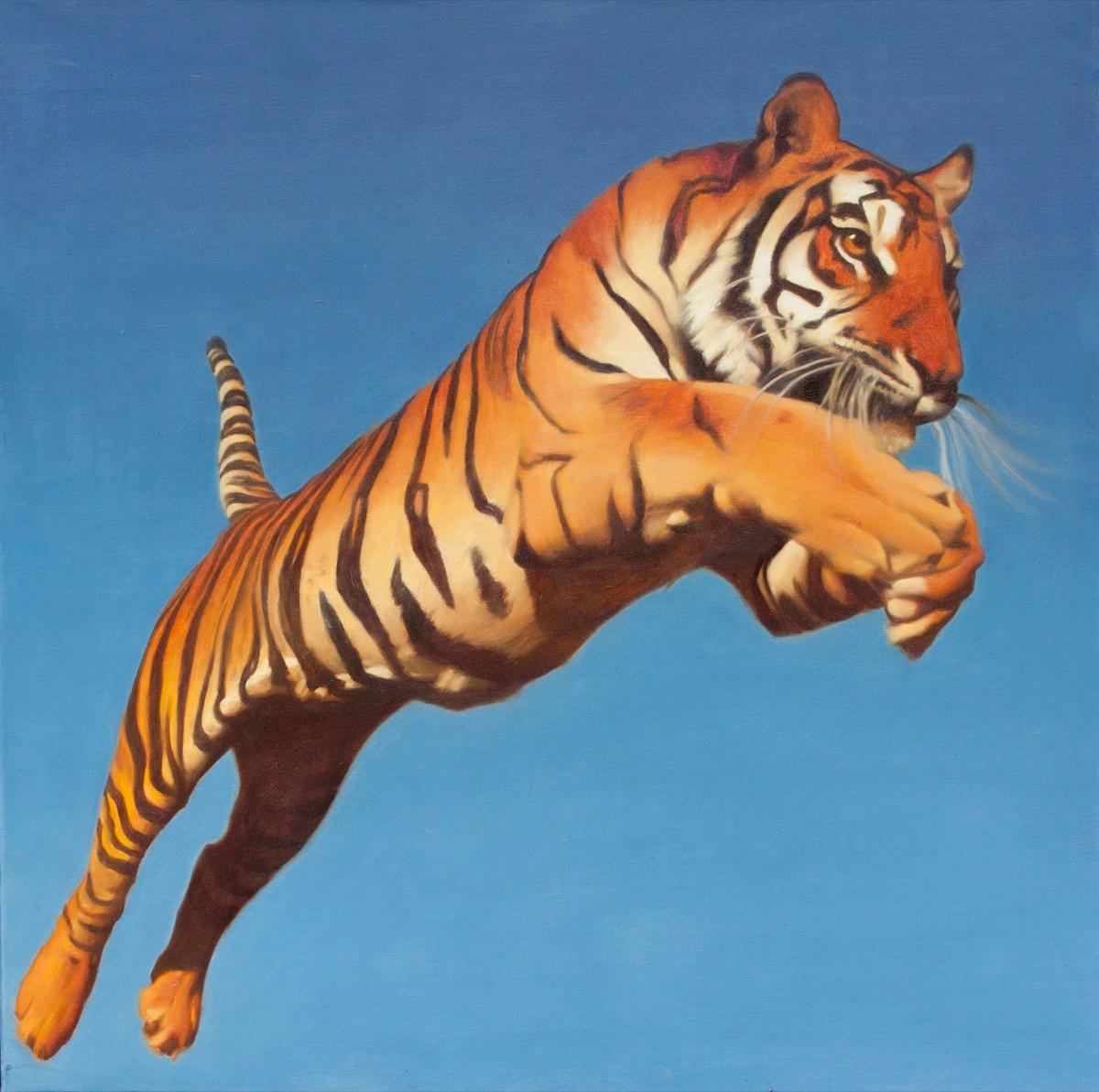 Jump of a tiger. Part II. Original modern art painting