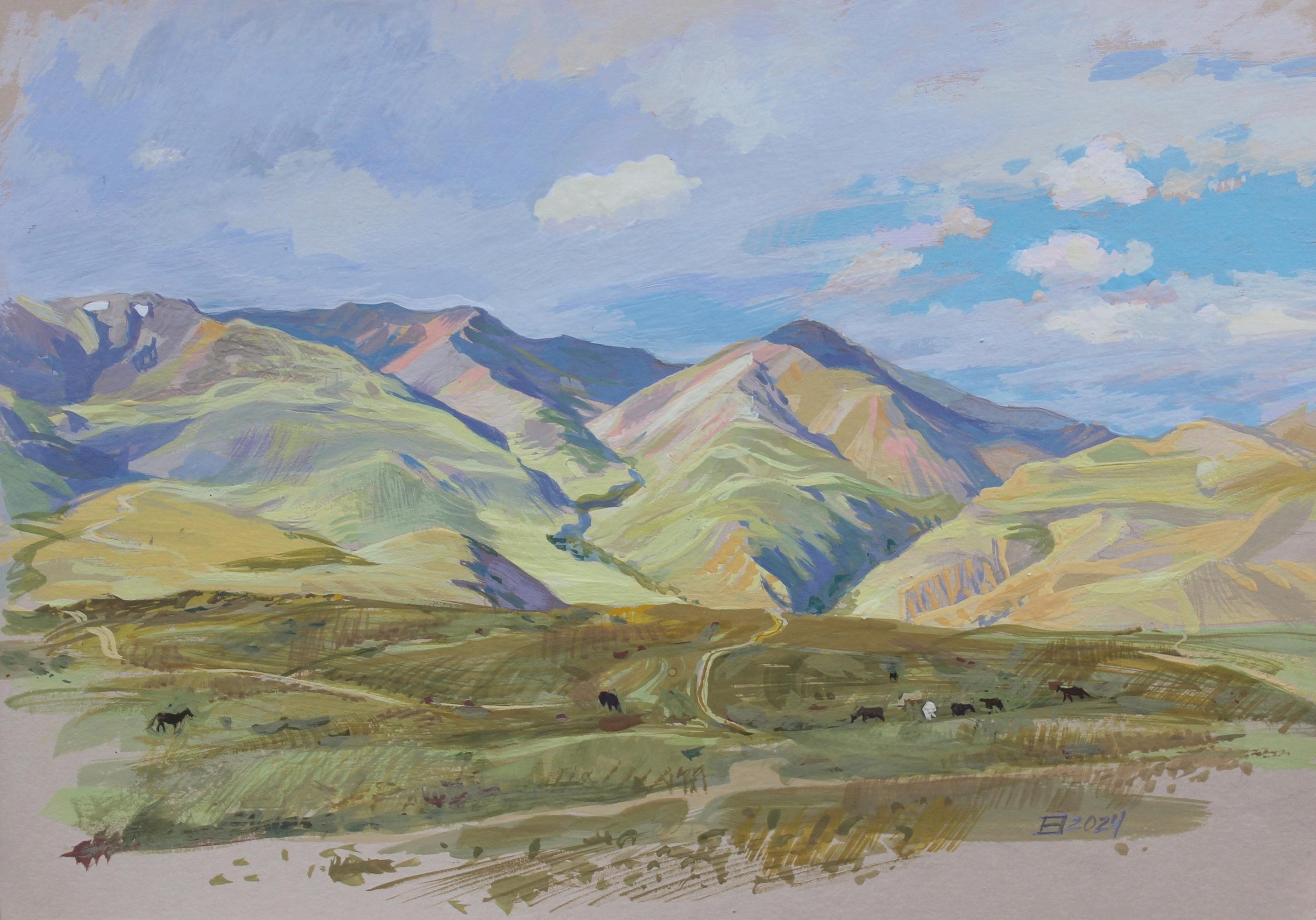 Altai Mountains. Original modern art painting