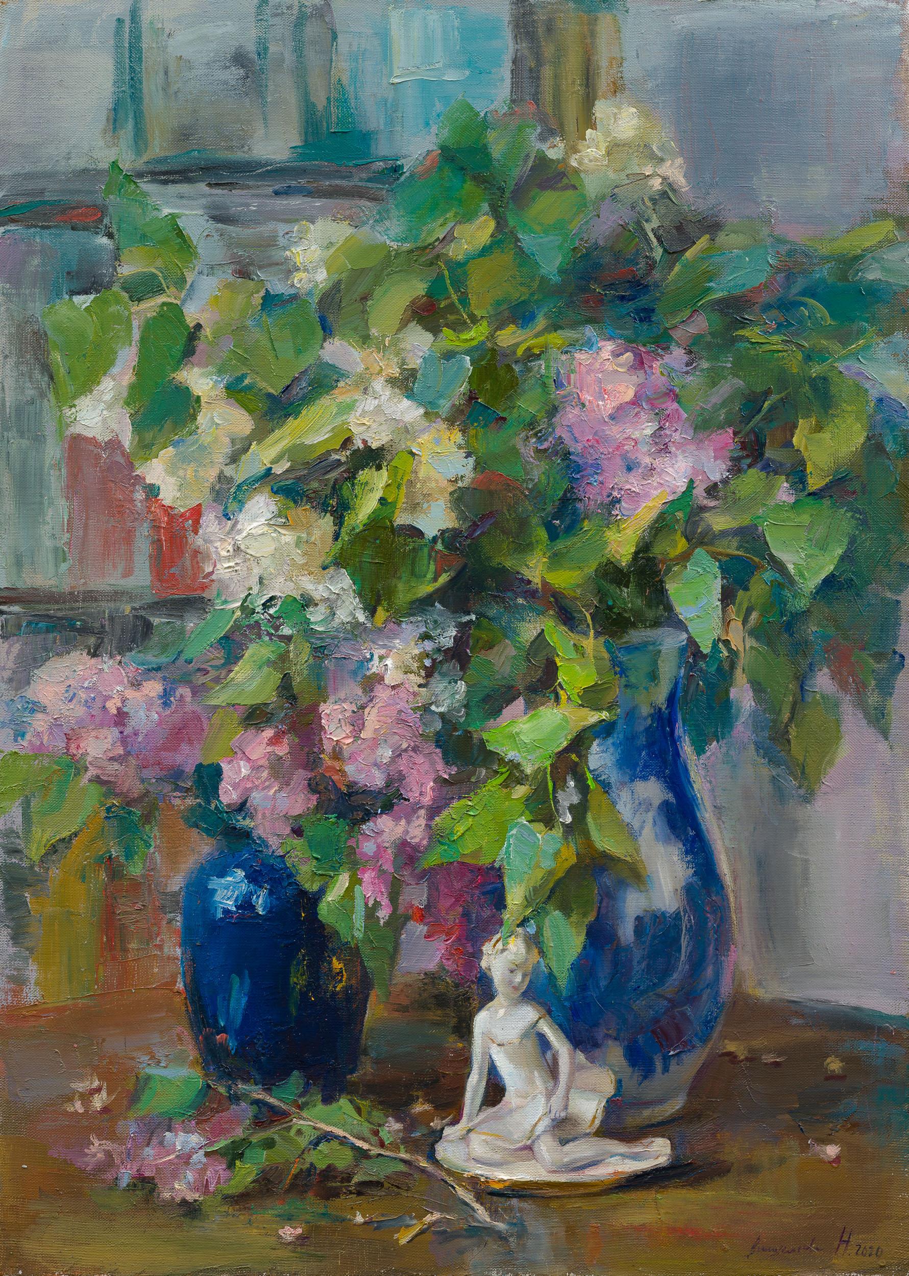 Still life with lilac.. Original modern art painting