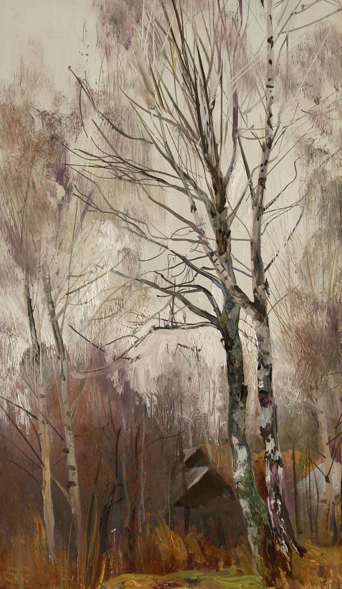 Birches. Original modern art painting