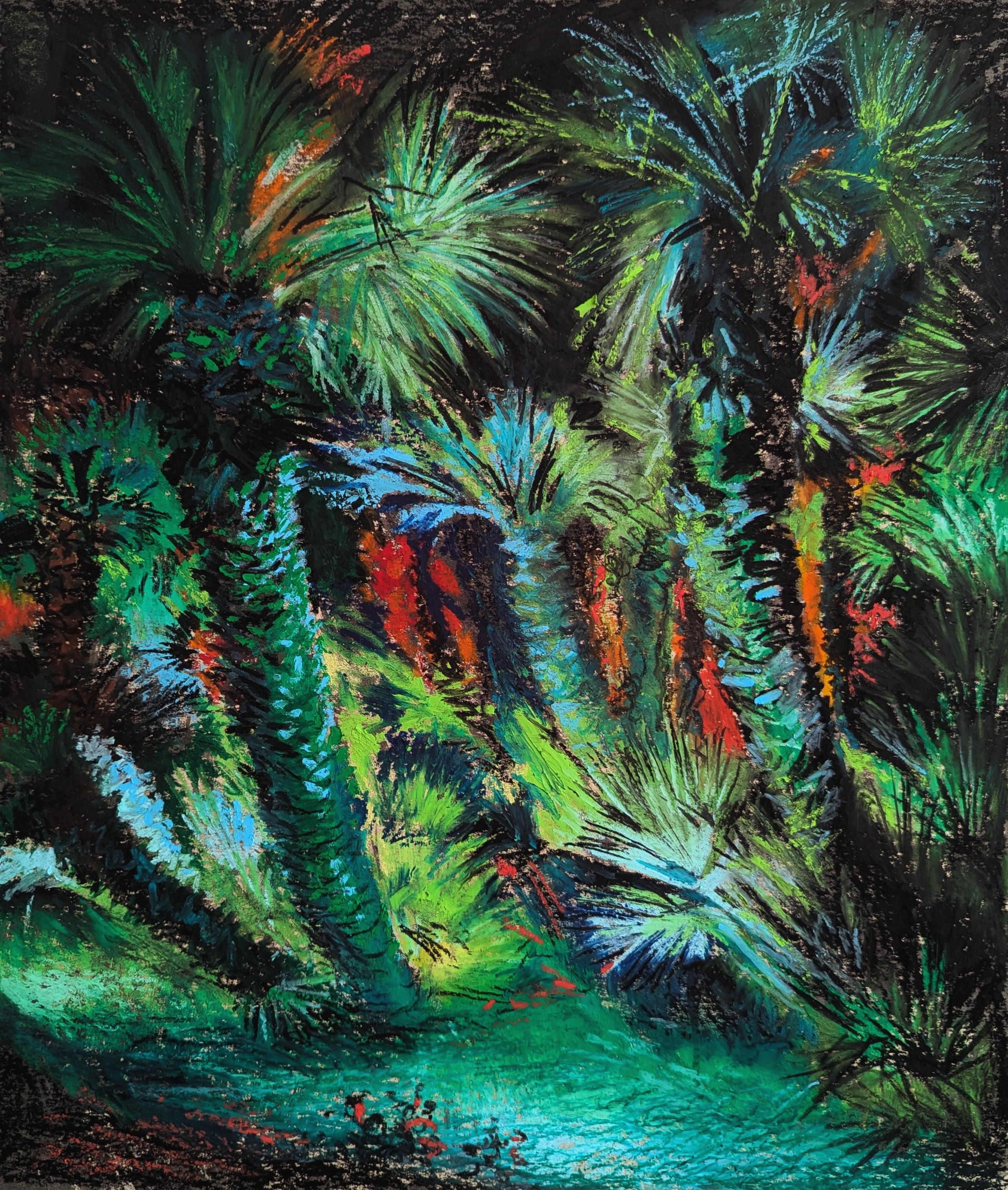 Baku palms. Original modern art painting