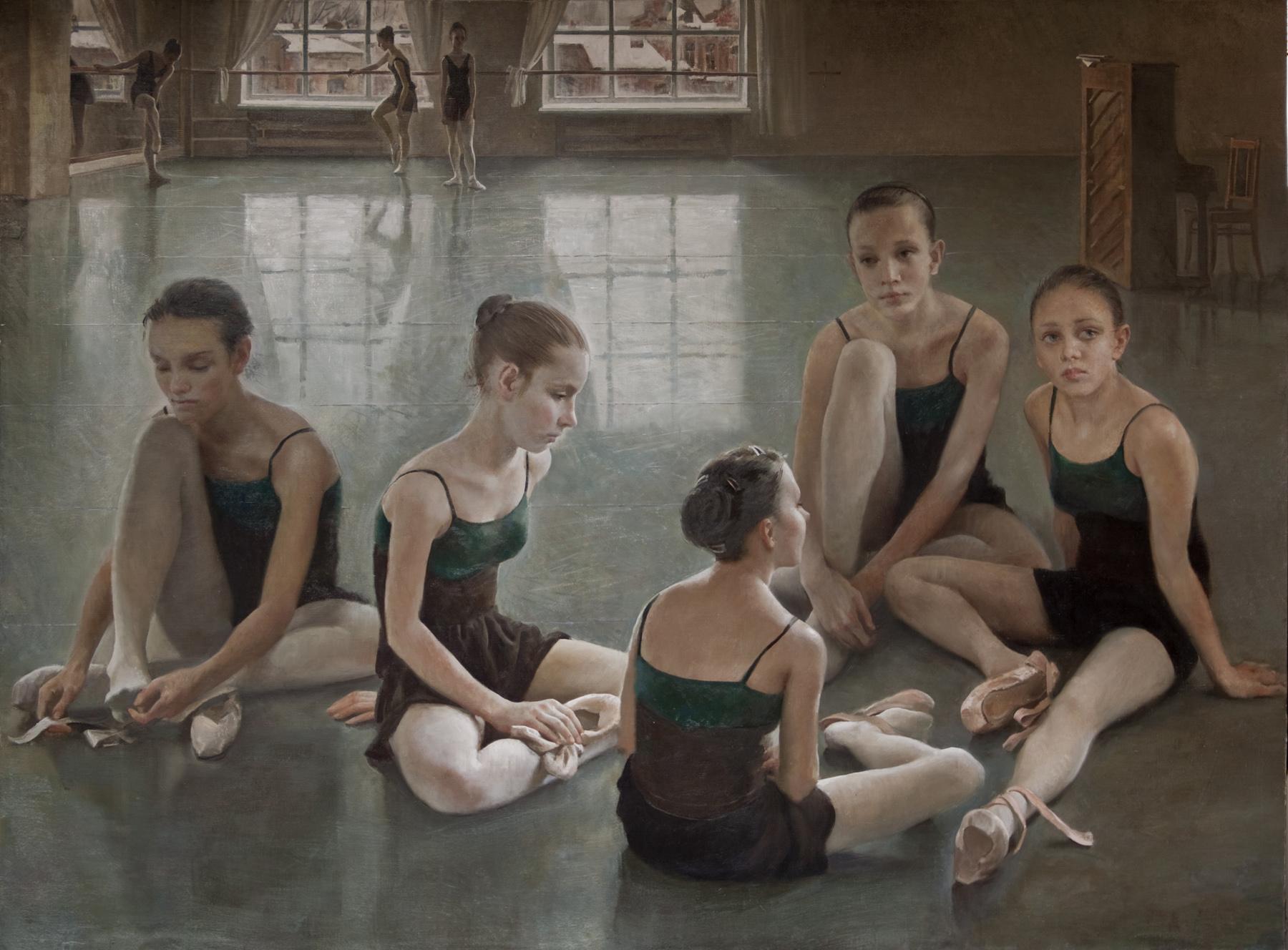 In the dance class. Original modern art painting