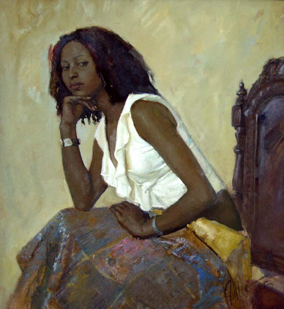 Woman's portrait. Original modern art painting