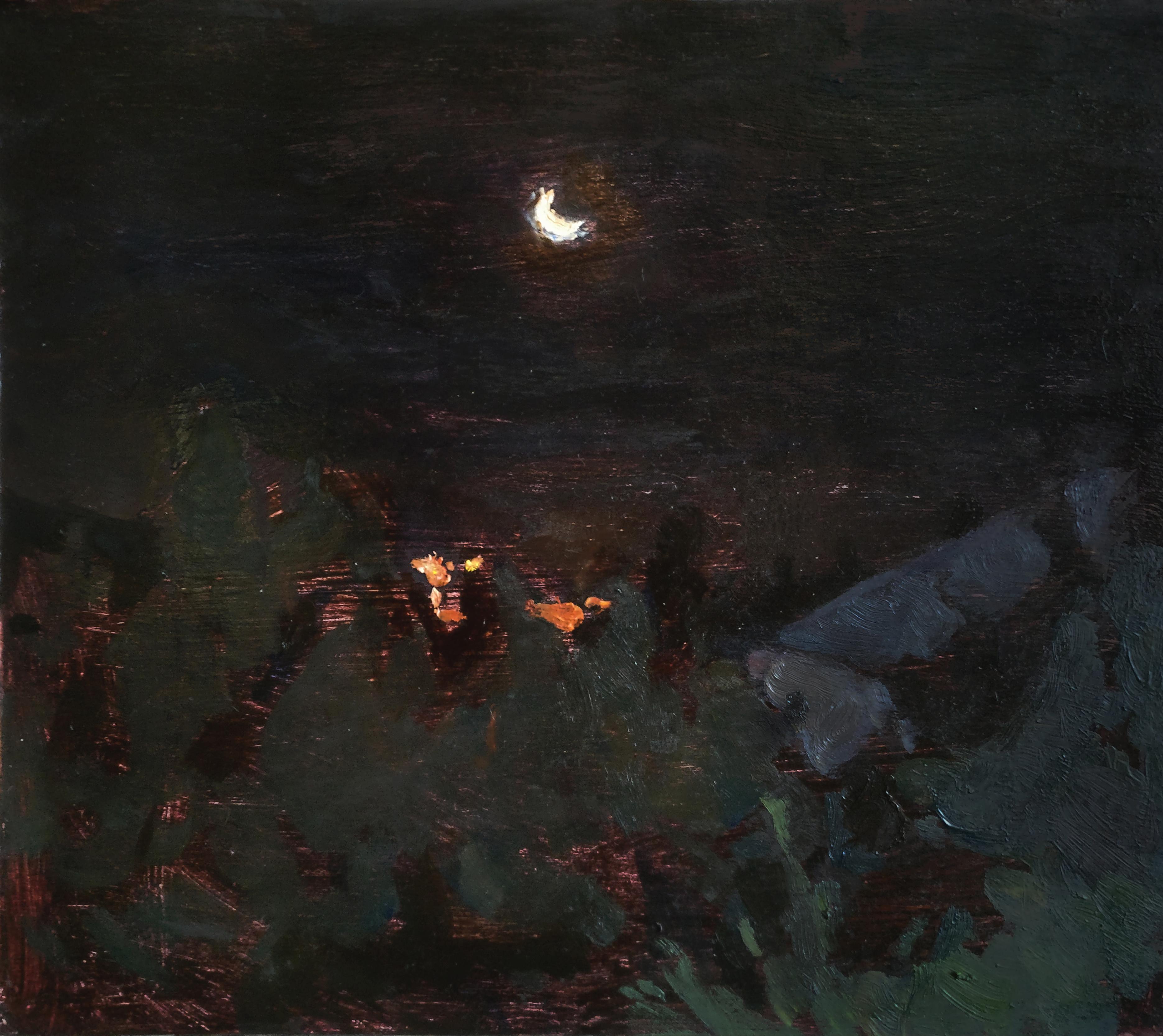 Night in Mardakan. Original modern art painting