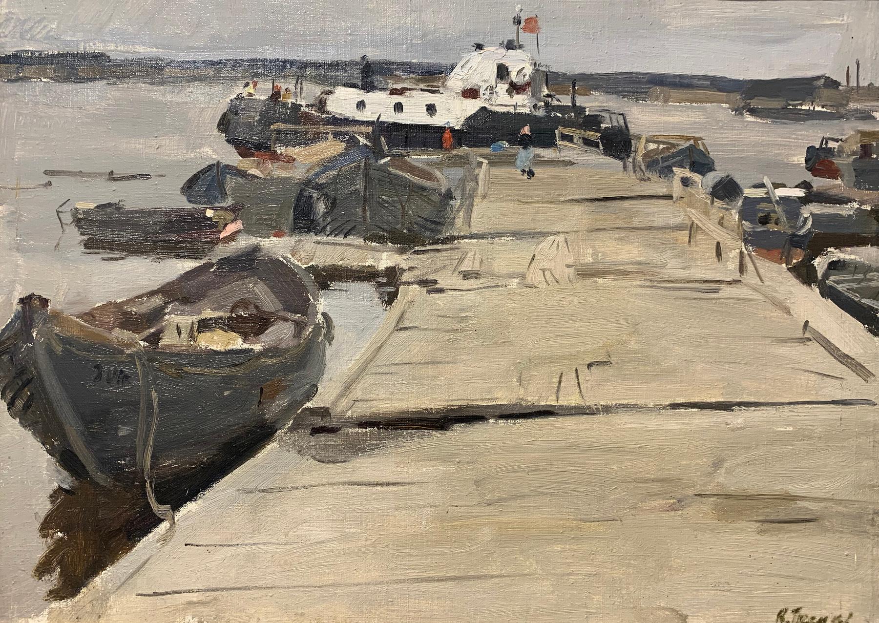 Pier in Onega. 1980. Original modern art painting