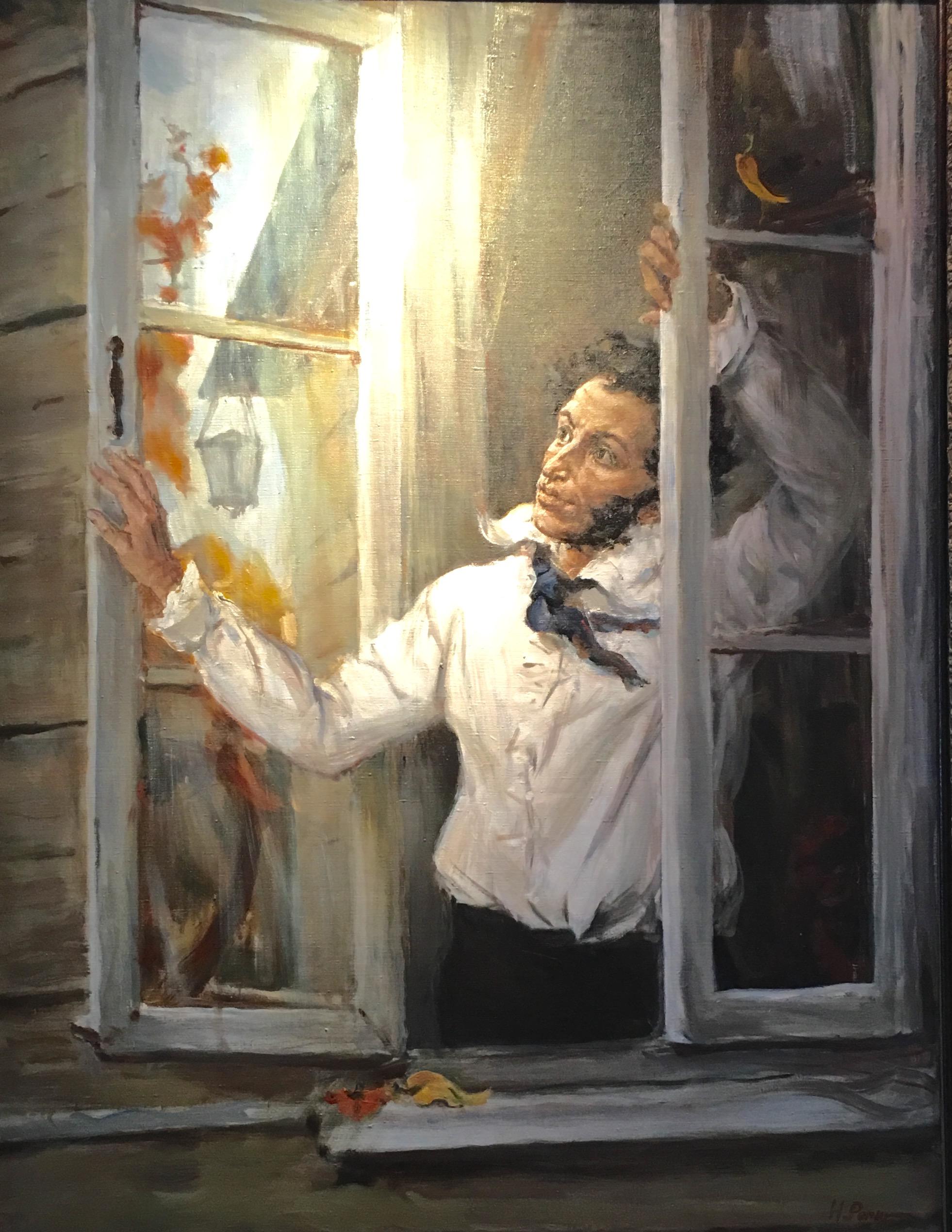 Pushkin in Mikhailovskoe. Original modern art painting