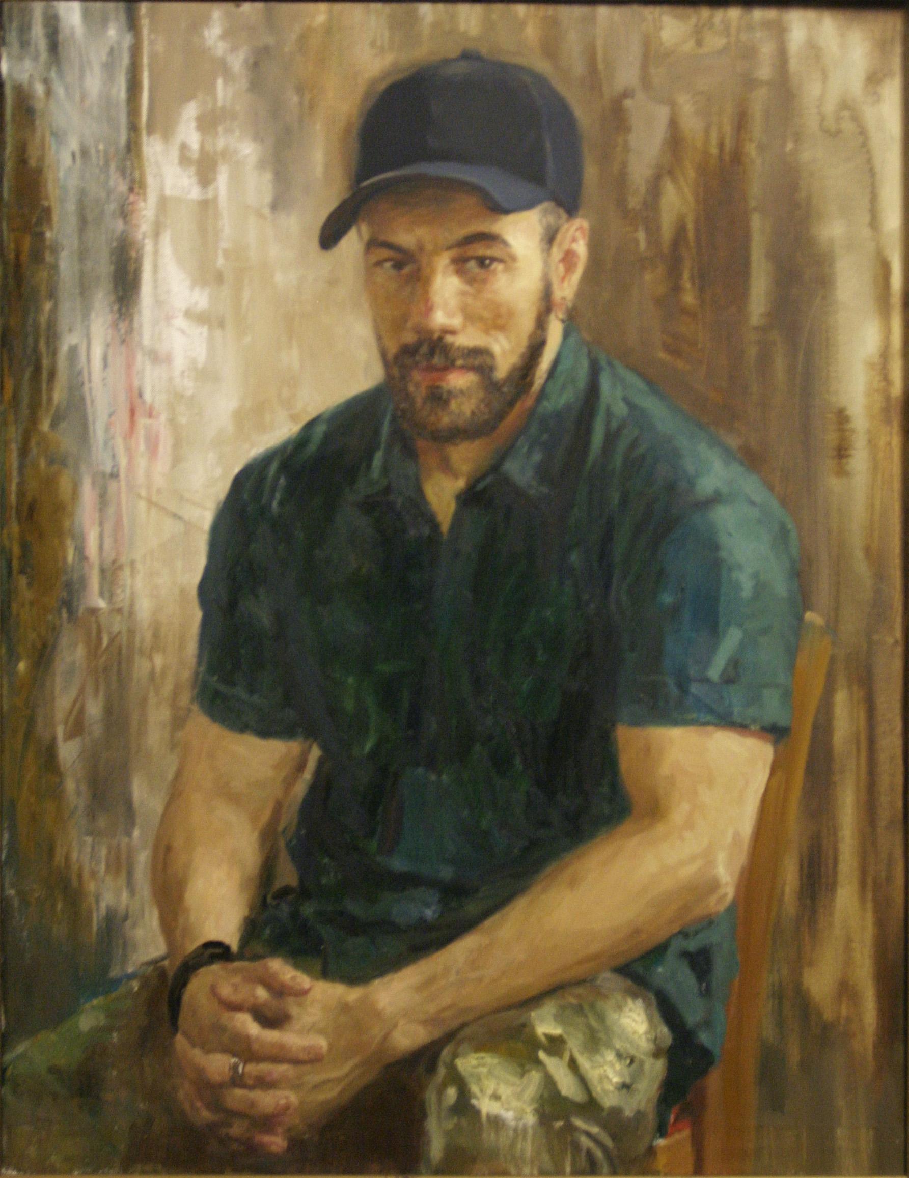 Guy in the baseball cap. Original modern art painting